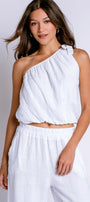 Milio Milano One Shoulder Bubble Hem Top
