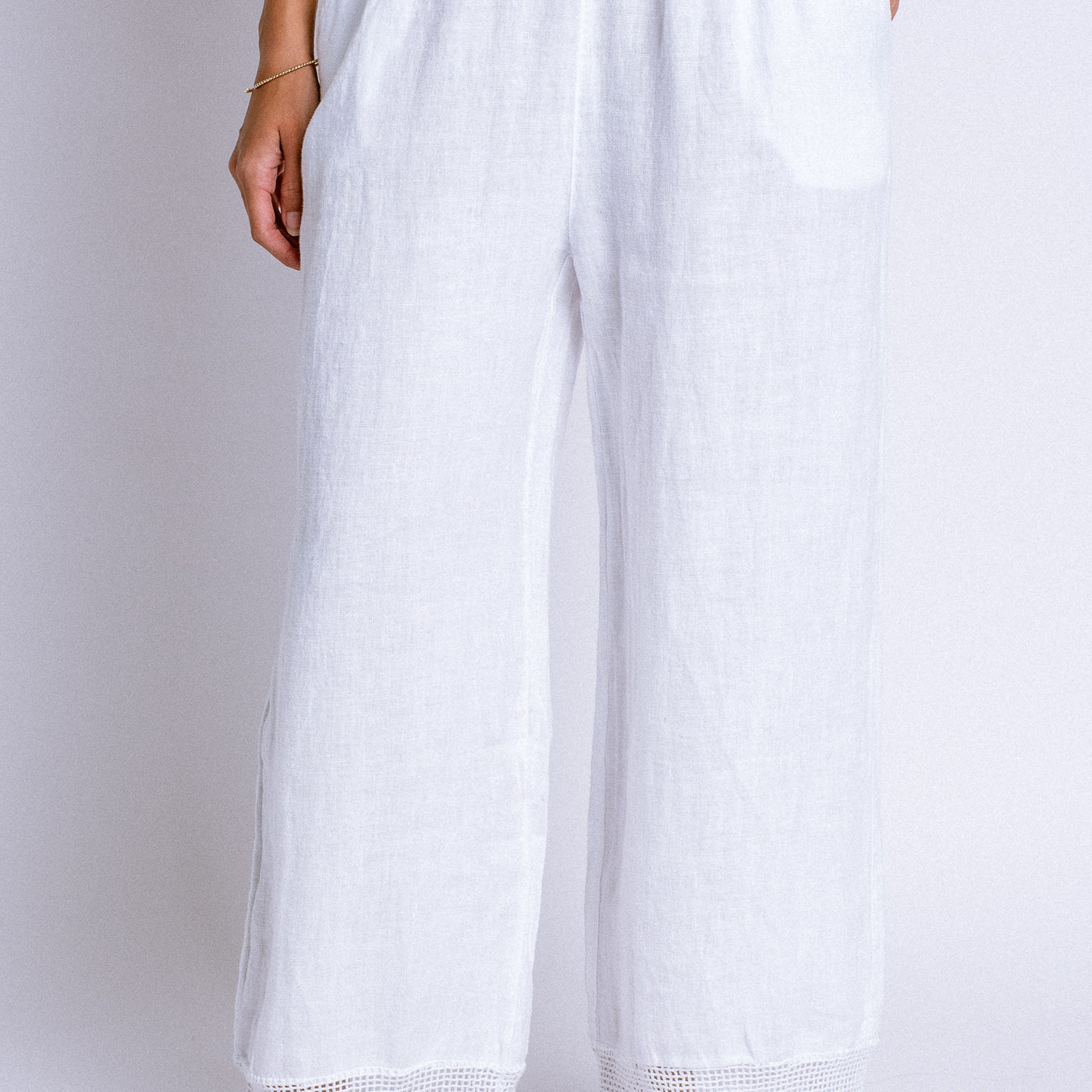 Milio Milano Mesh Hem Wide Leg Linen Pant