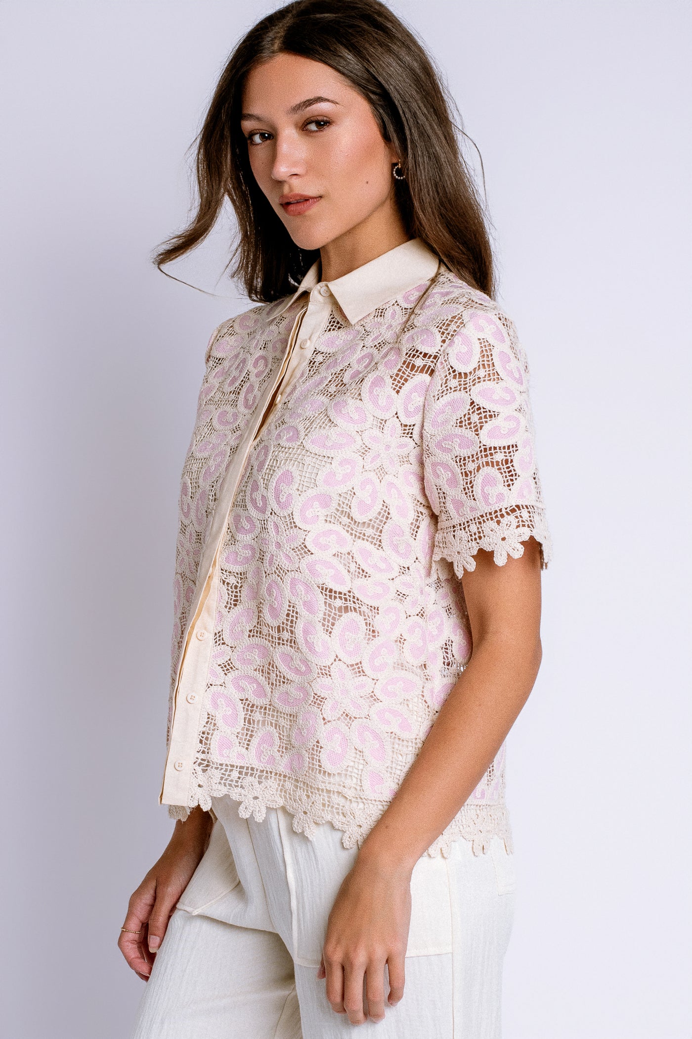 Johnny Was Billie Lace Button Down