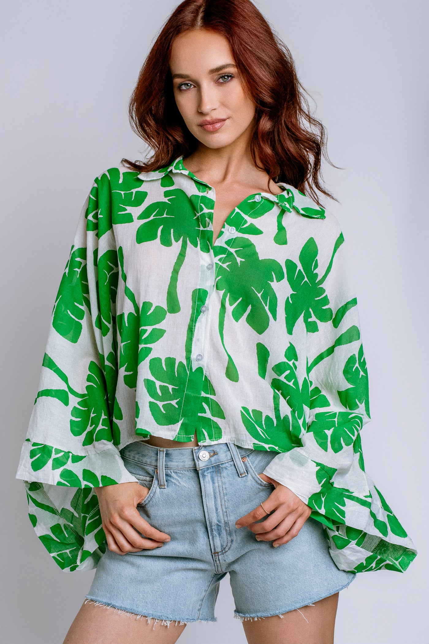Milio Milano Palm Print Button Down