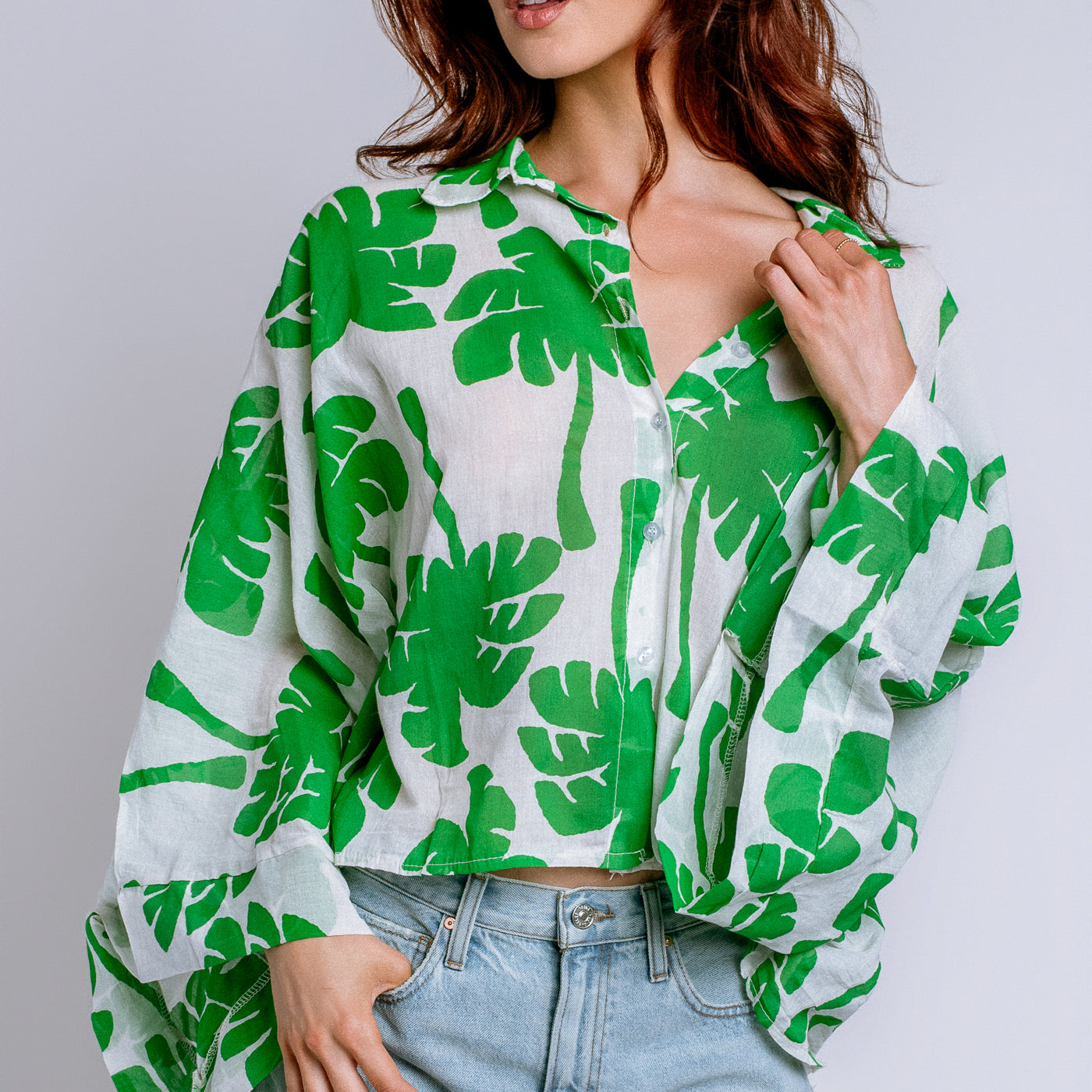 Milio Milano Palm Print Button Down