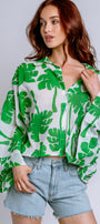 Milio Milano Palm Print Button Down