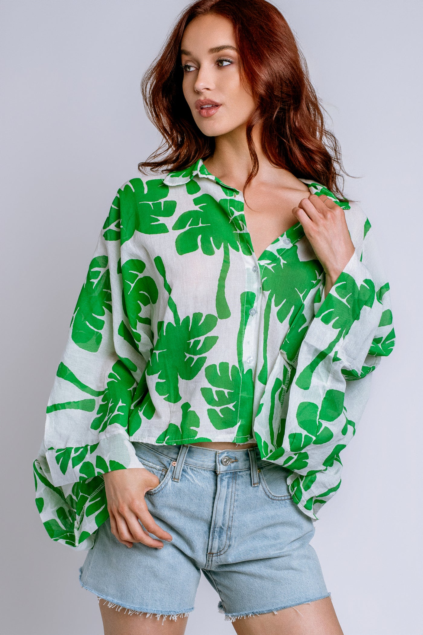 Milio Milano Palm Print Button Down