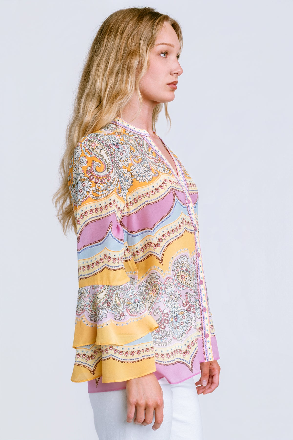 Hale Bob Silk Button Up Top