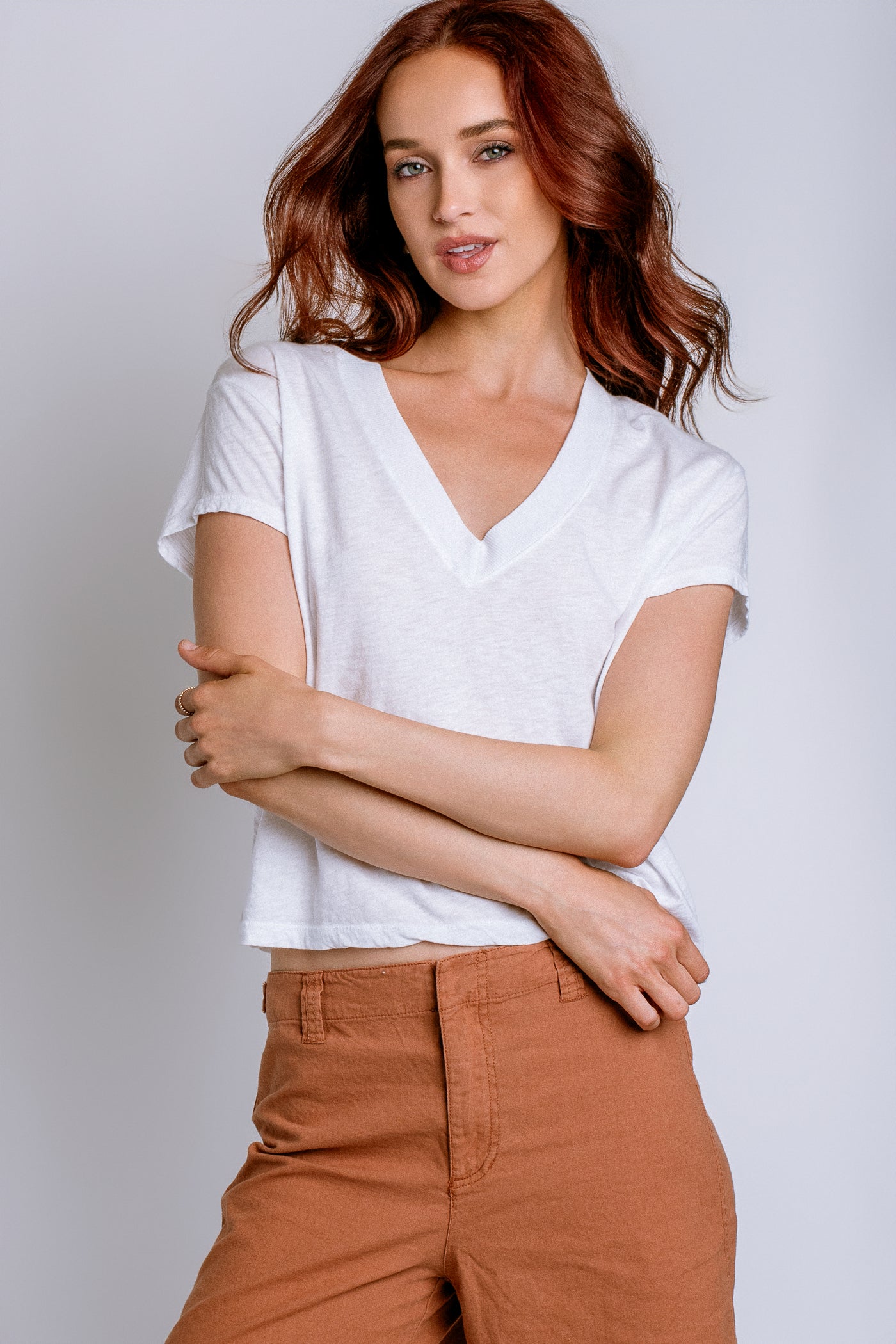 Michael Stars Harlan Cropped V-Neck Tee
