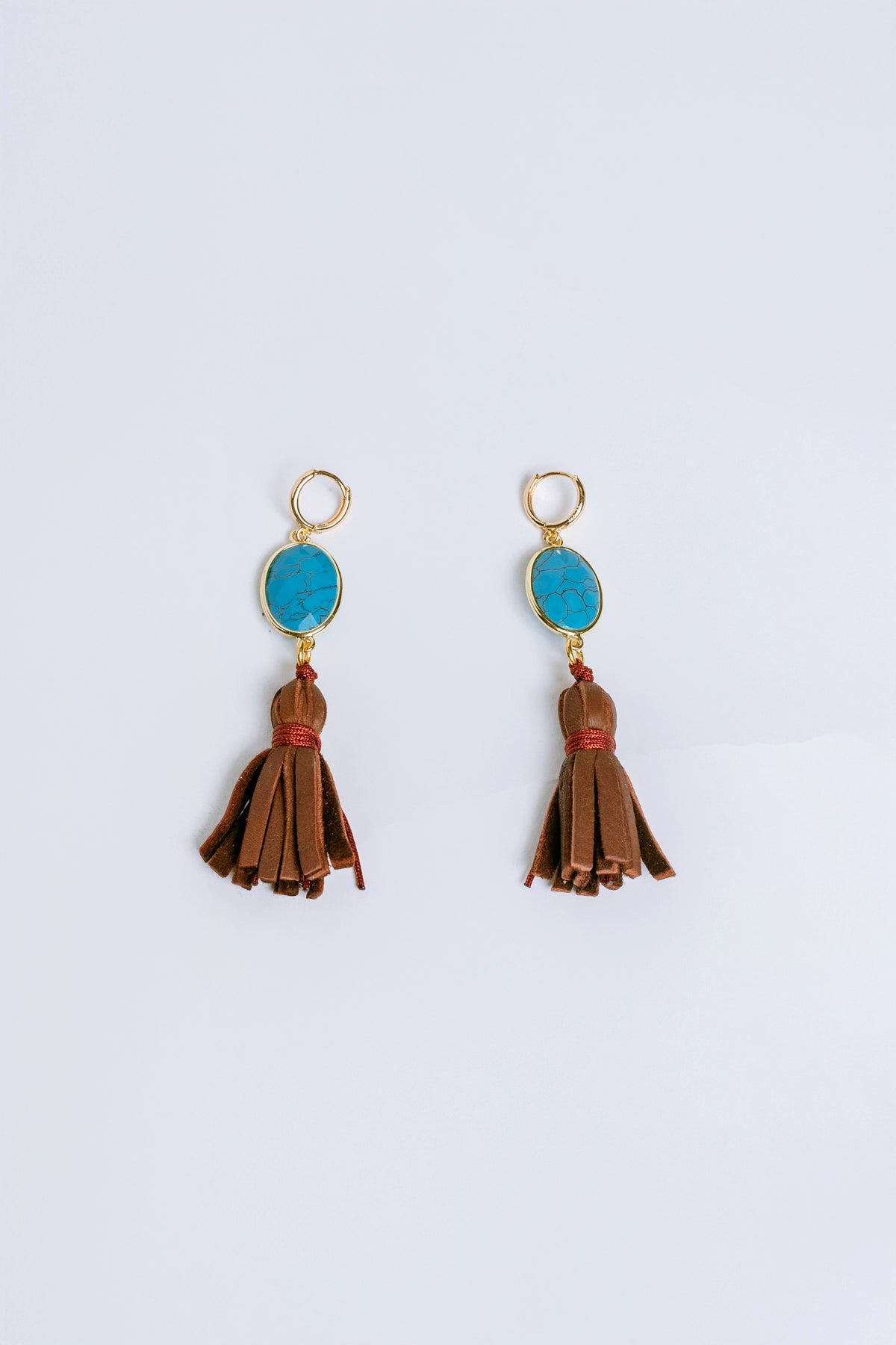 Suede Turquoise Tassel Earrings