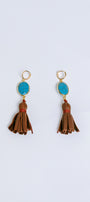 Suede Turquoise Tassel Earrings