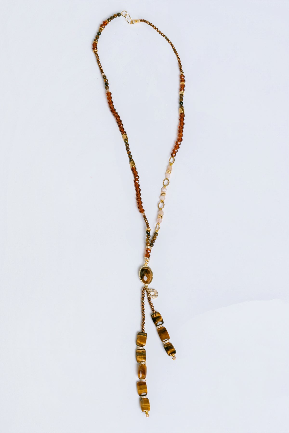 Sherwood Bridge Diamonds Tigers Eye Horseshoe Bolo Necklace