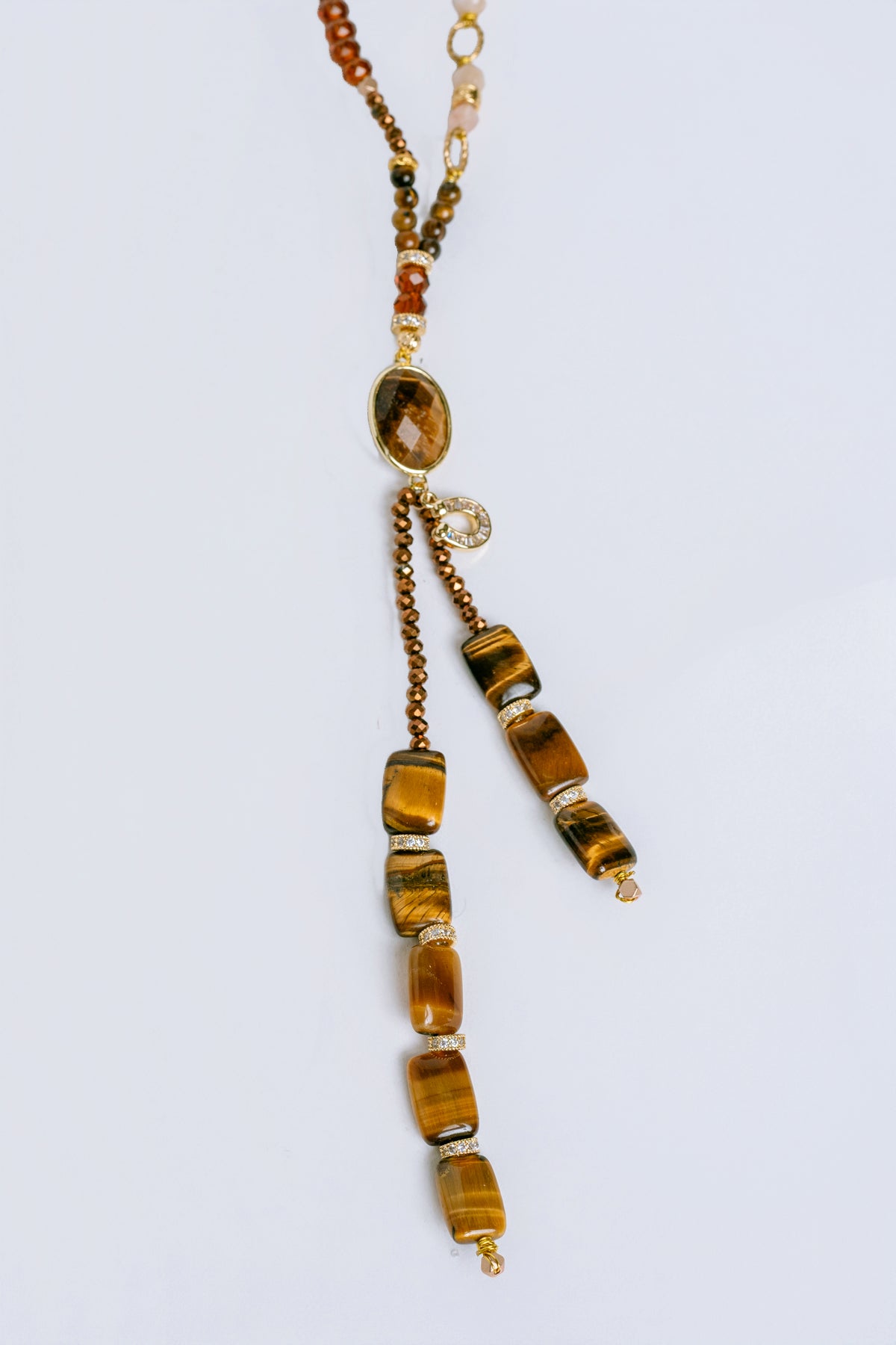 Sherwood Bridge Diamonds Tigers Eye Horseshoe Bolo Necklace