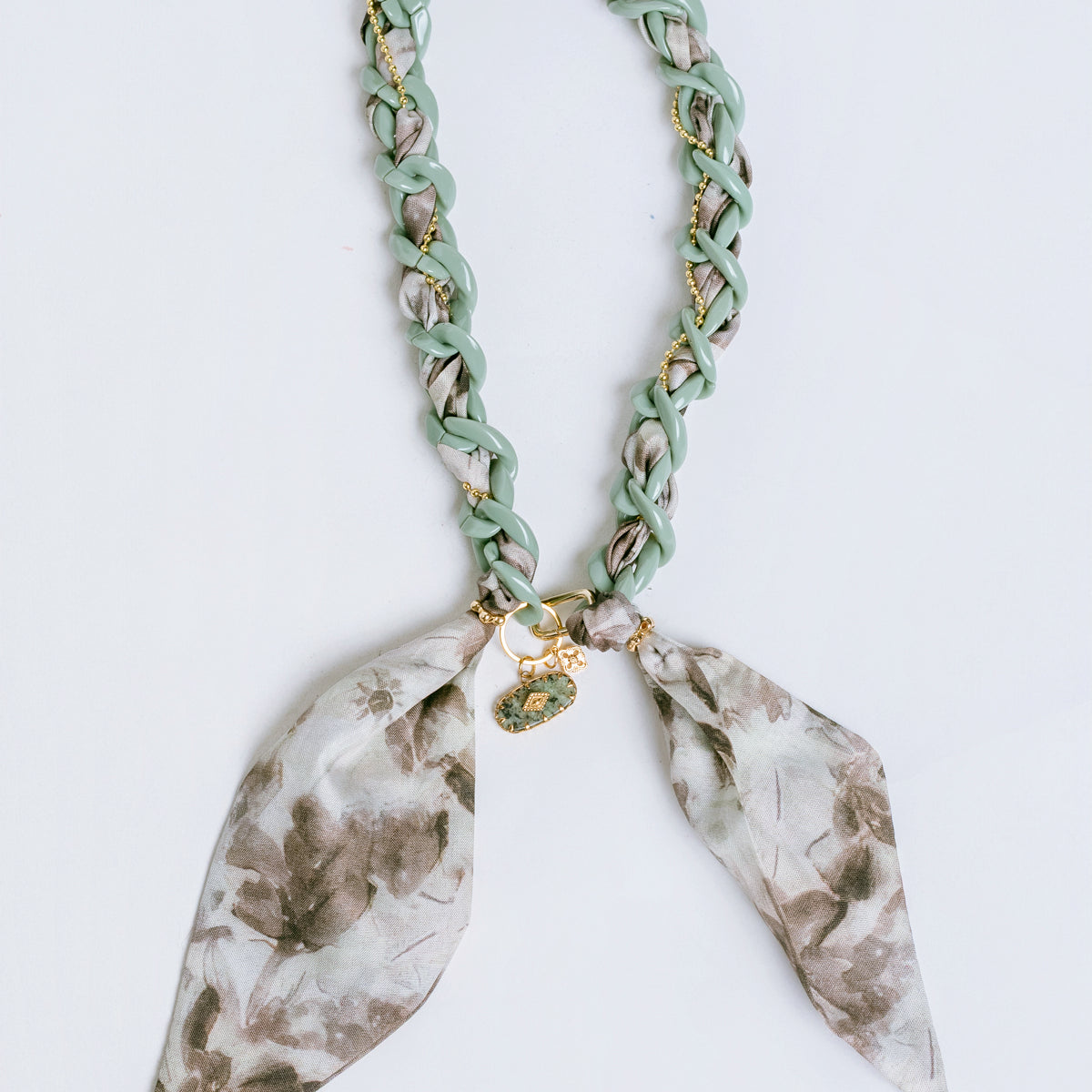 Sage Green Color Chain Scarf Necklace