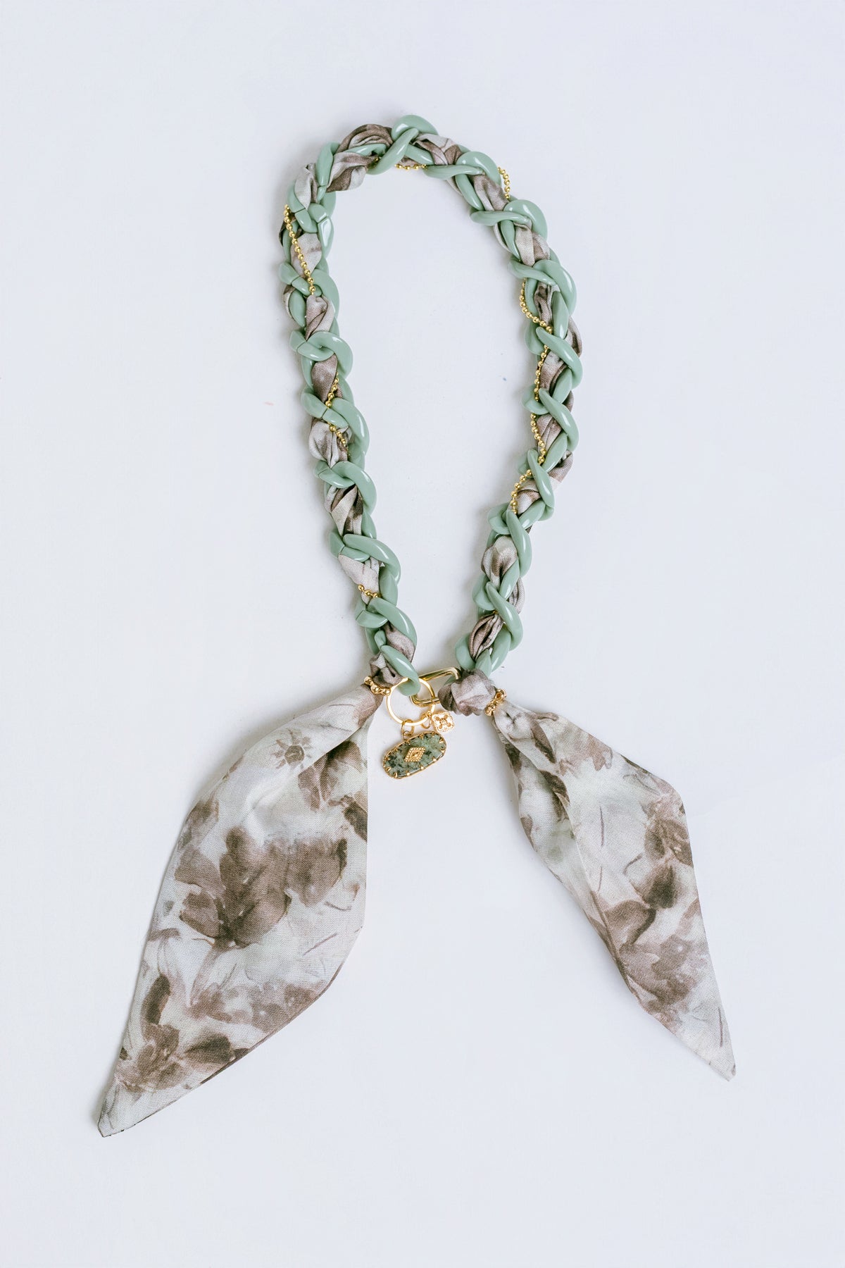 Sage Green Color Chain Scarf Necklace