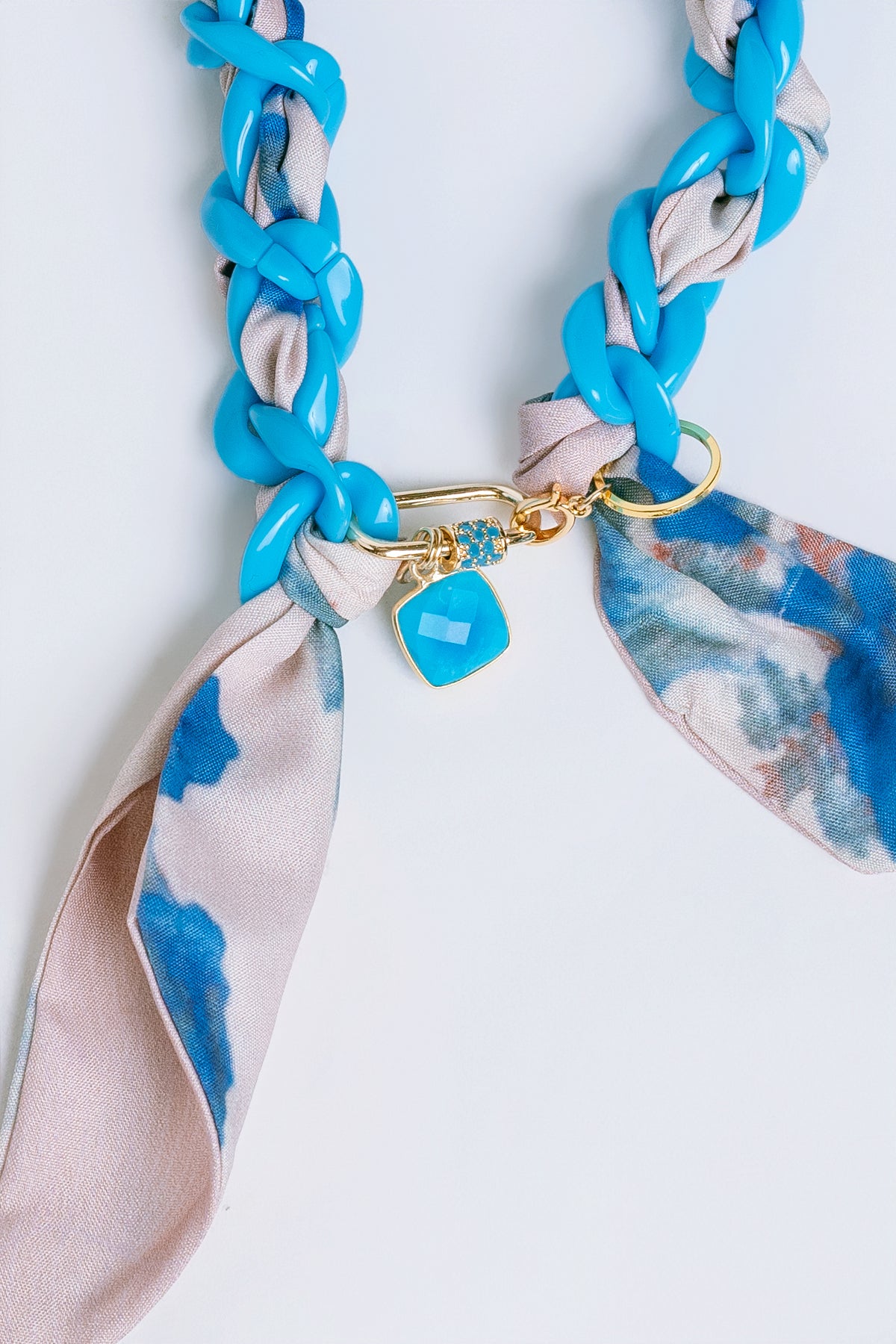 Sherwood Bridge Diamonds Turquoise Color Chain Scarf Necklace