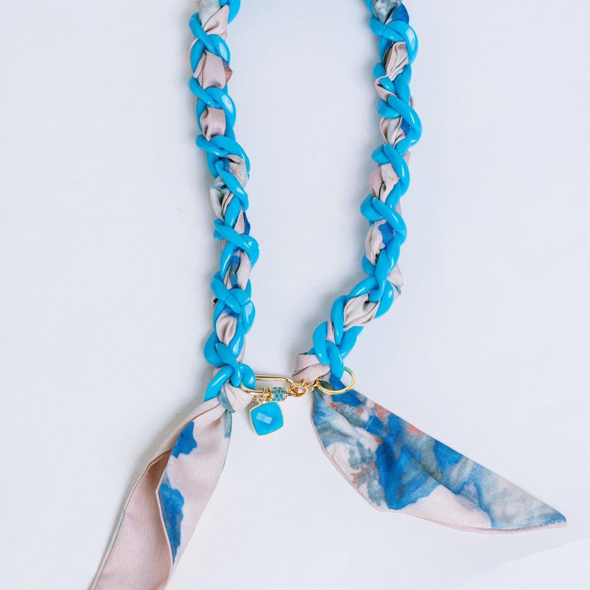 Sherwood Bridge Diamonds Turquoise Color Chain Scarf Necklace