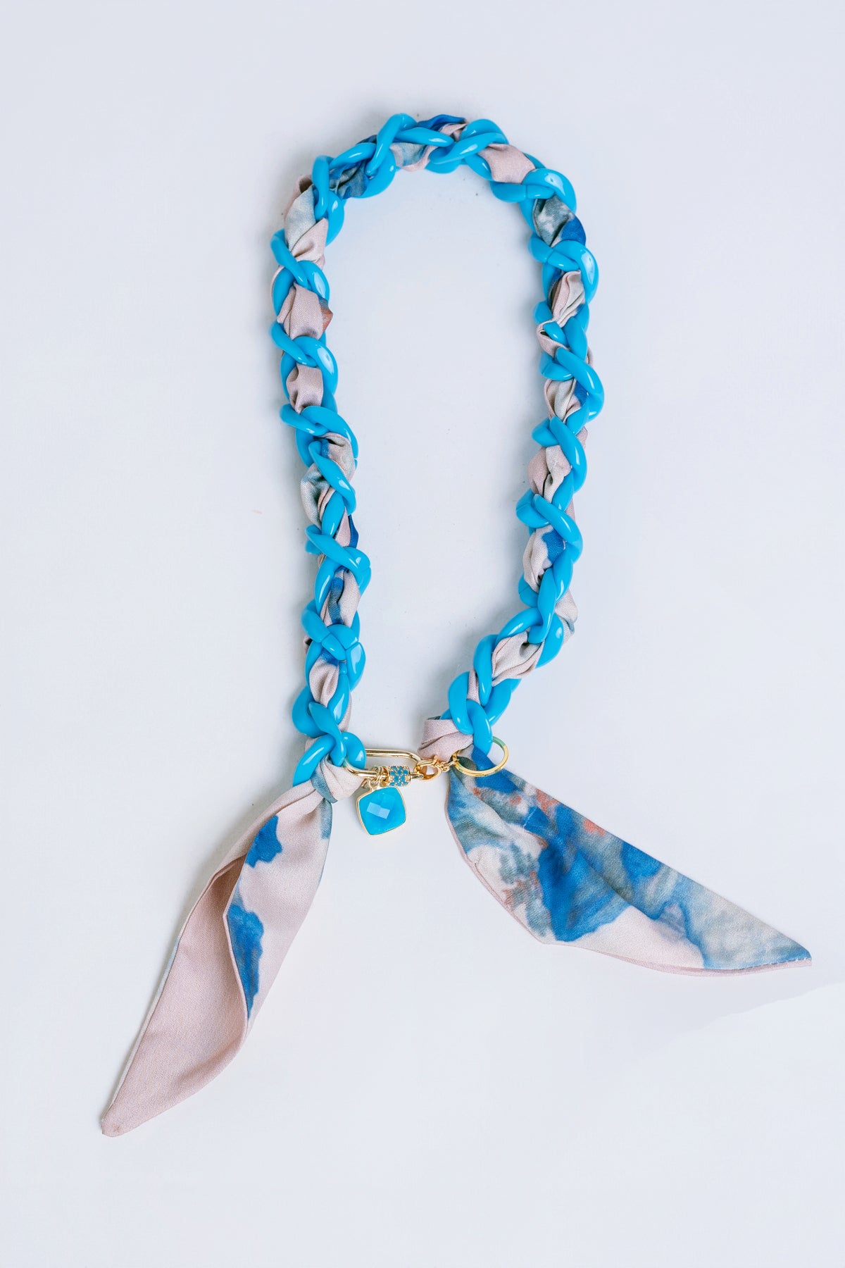 Sherwood Bridge Diamonds Turquoise Color Chain Scarf Necklace