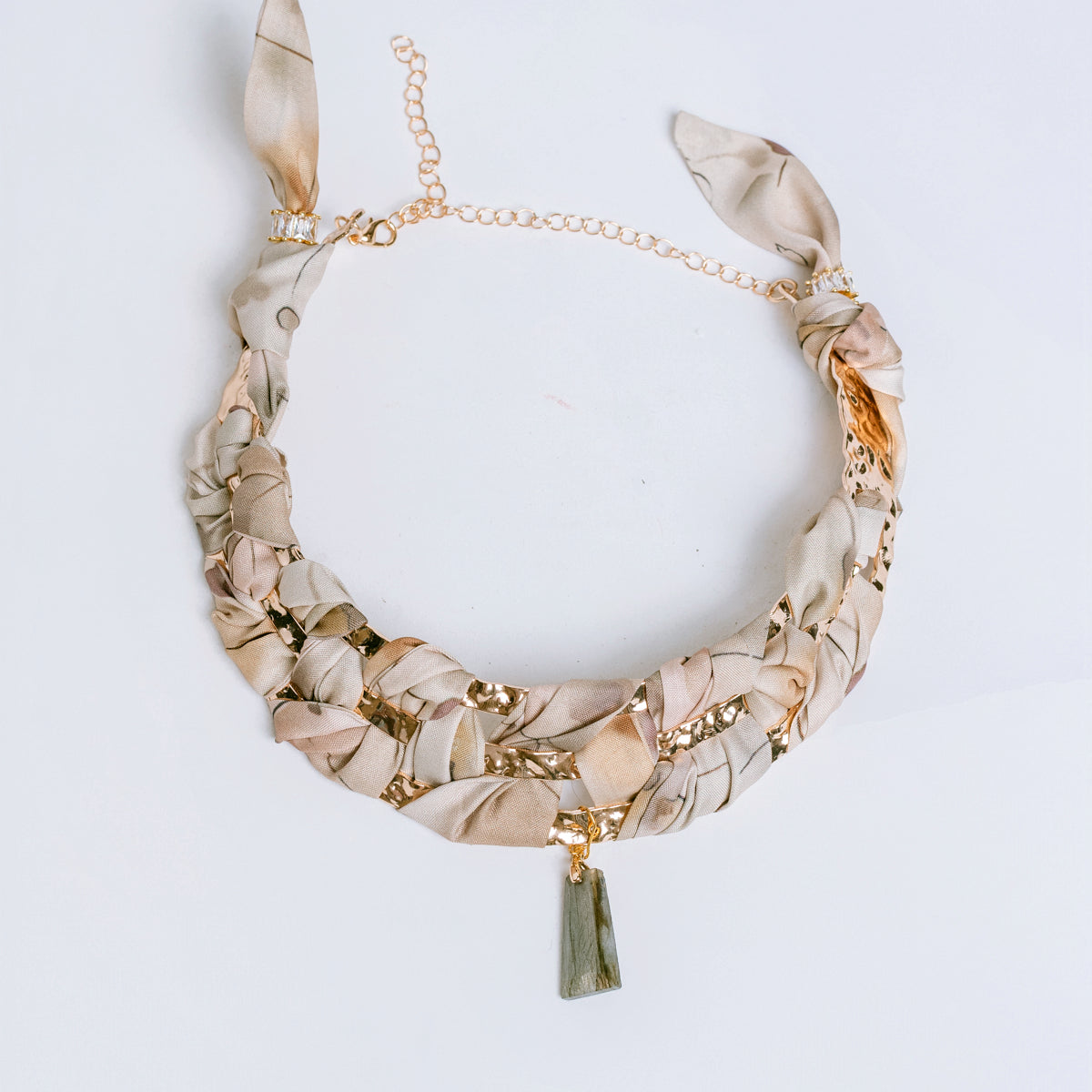 Triple Row Neutrals Scarf Cuff Necklace
