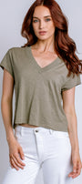 Michael Stars Harlan Cropped V-Neck Tee