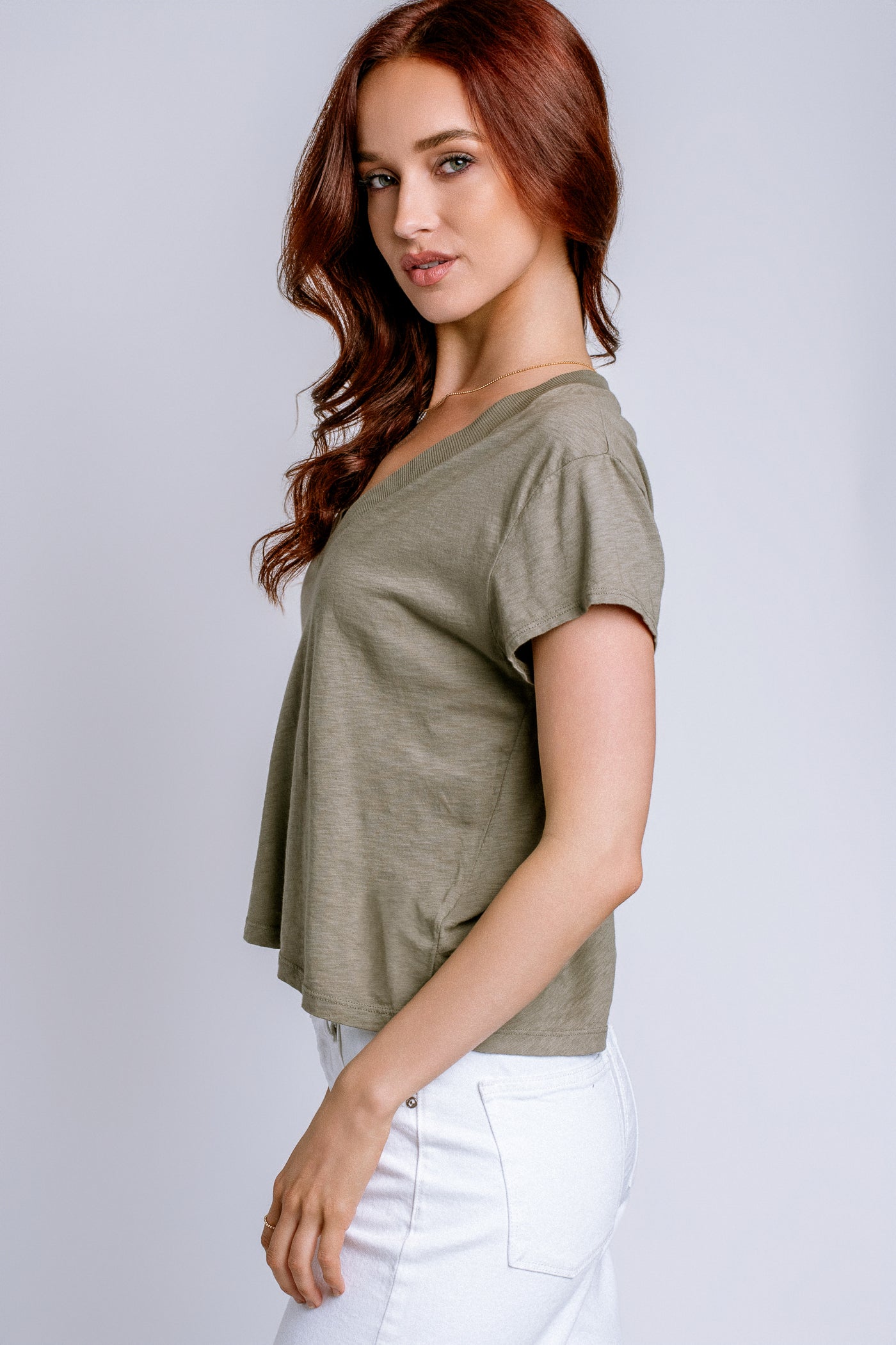 Michael Stars Harlan Cropped V-Neck Tee