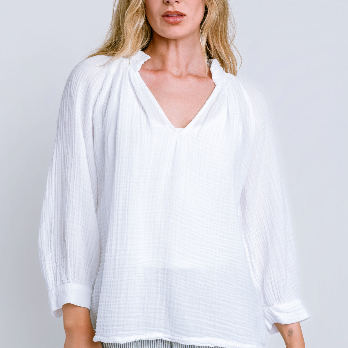 Michael Stars Kali Ruffle Neck Gauze Top