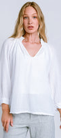 Michael Stars Kali Ruffle Neck Gauze Top