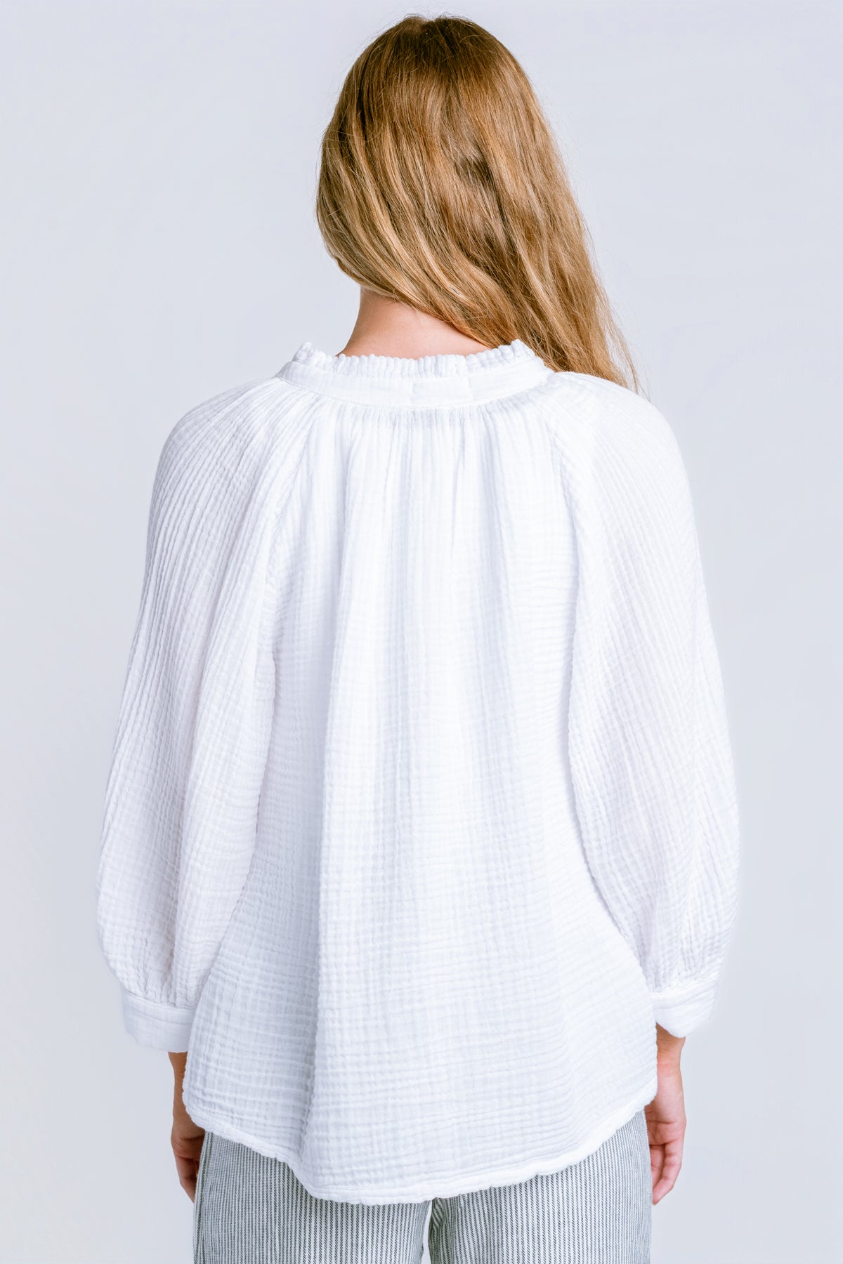 Michael Stars Kali Ruffle Neck Gauze Top