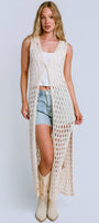 Milio Milano Crochet Sleeveless Button Cardigan