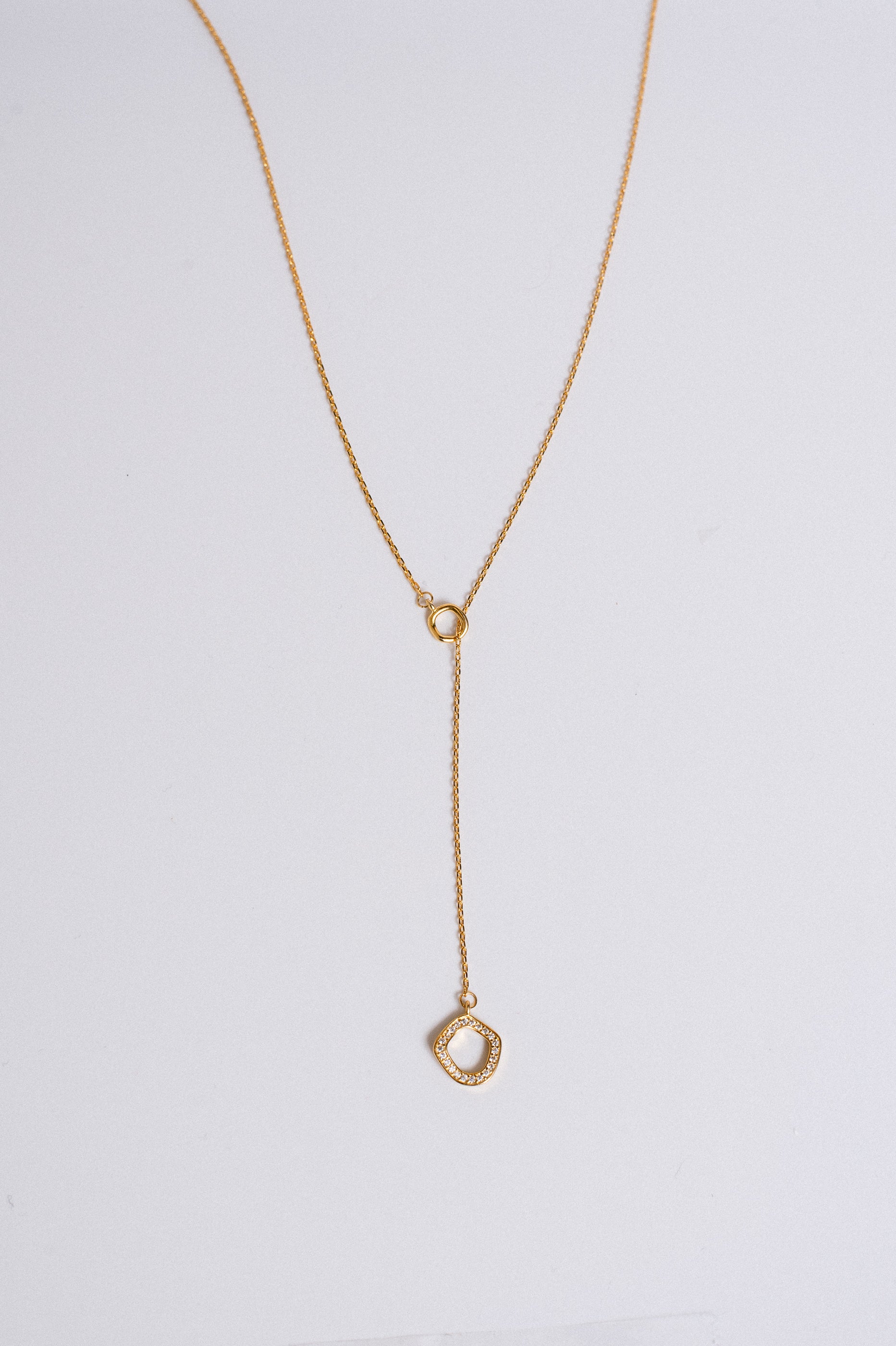 Sherwood Bridge Diamonds Double Round Adjustable Drop Neckalce