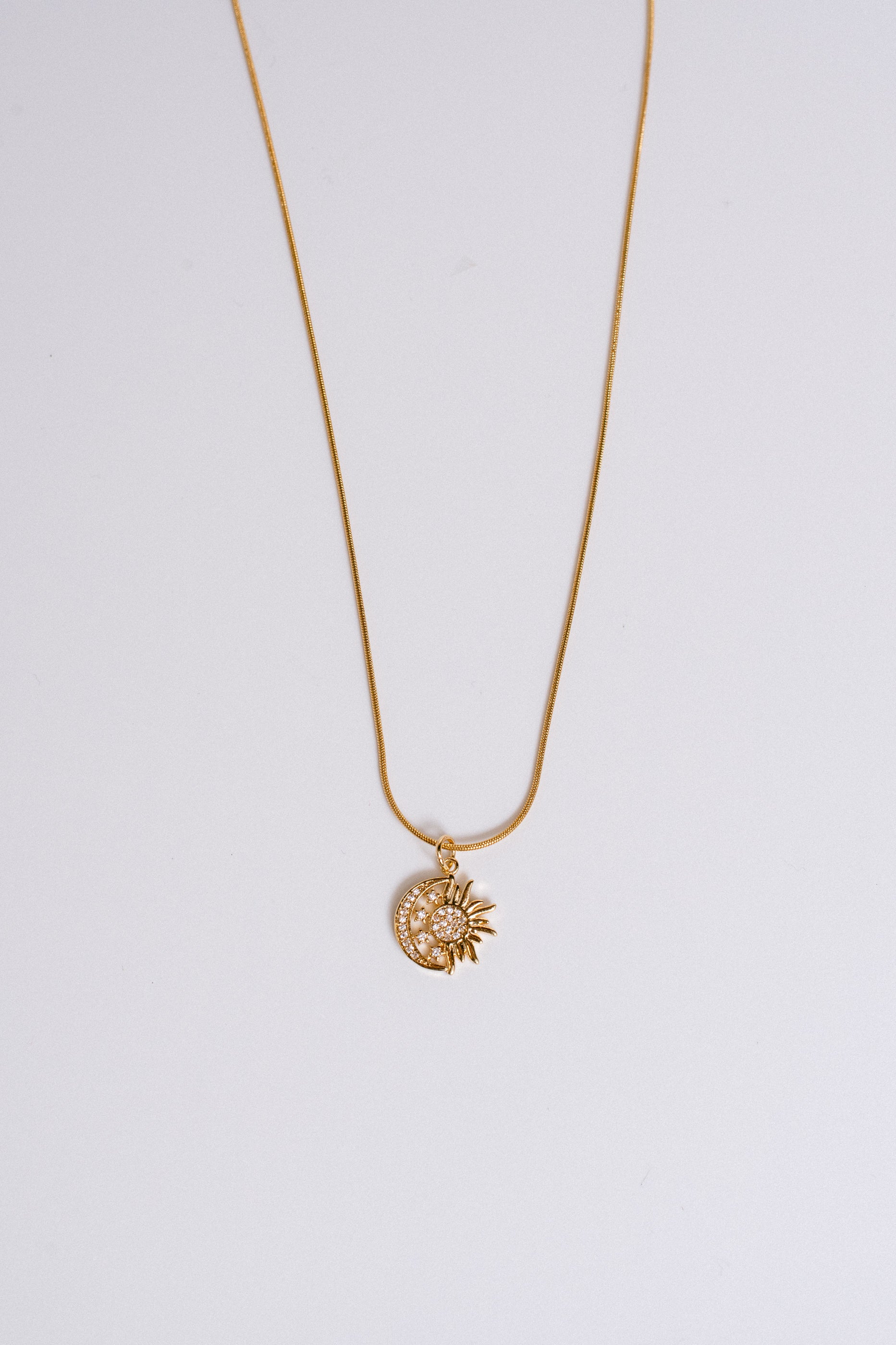 Sherwood Bridge Diamonds Moon Star Gold Plated Necklace