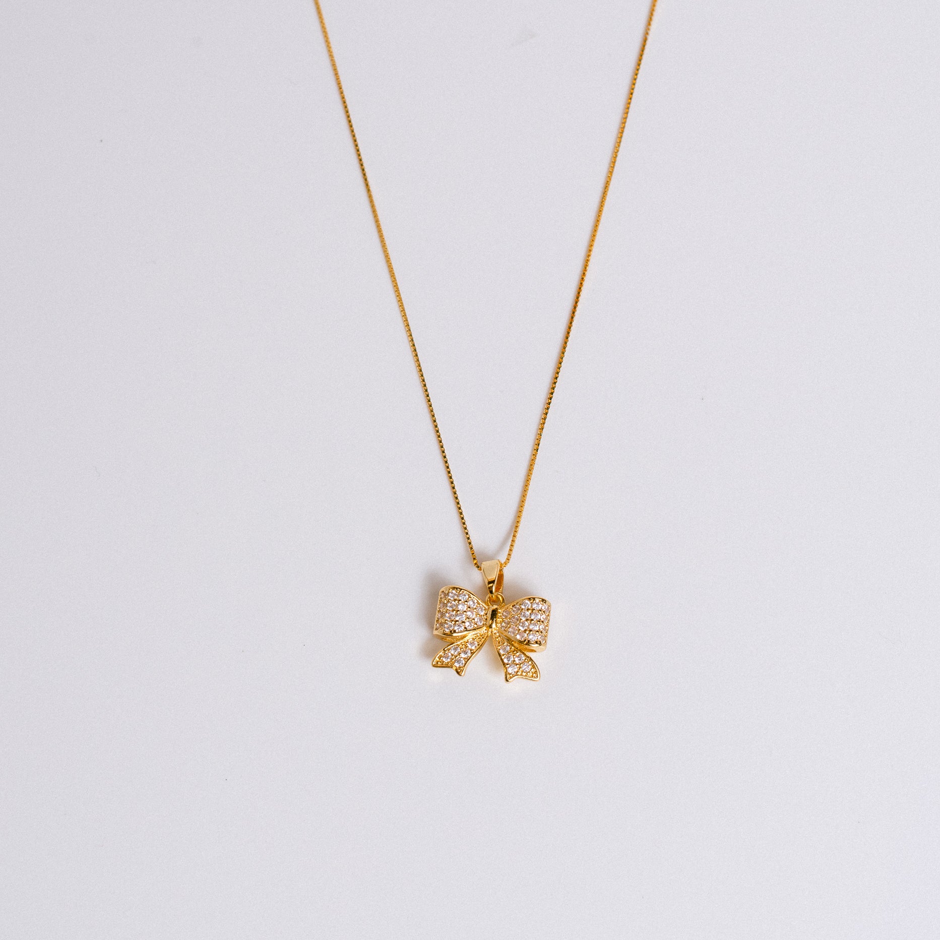 Sherwood Bridge Diamonds Bow Gold Plated Necklace