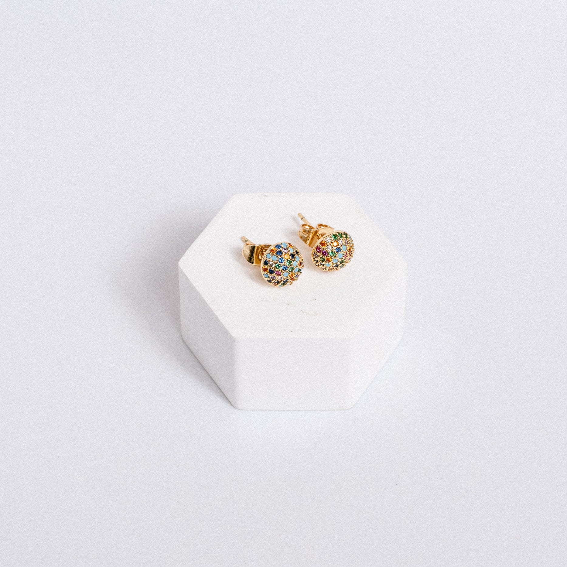 Sherwood Bridge Diamonds Colorful Round Stud Earrings