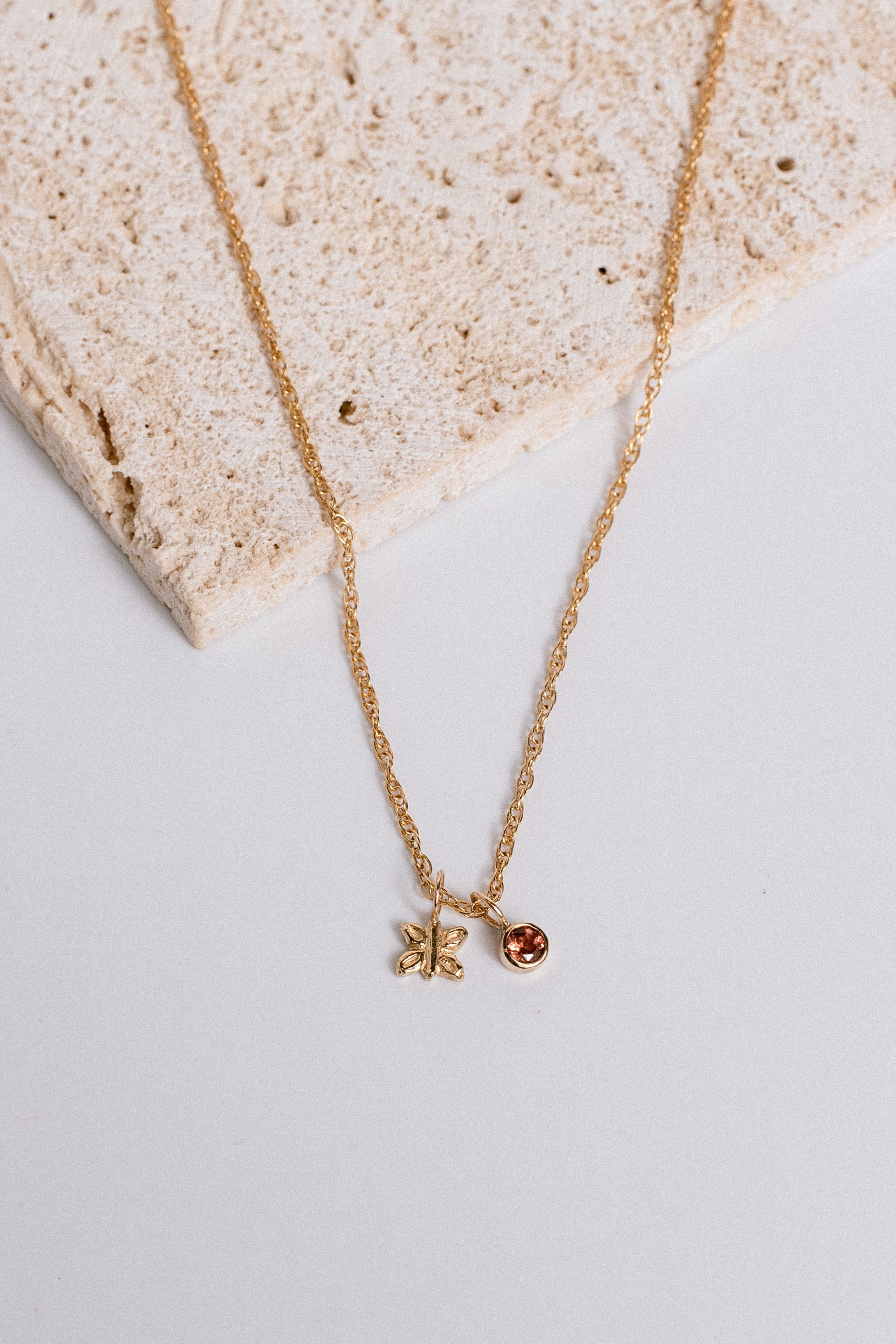 Sadie Jo Jewelry Co. Butterfly & Pink Tourmaline Charm Necklace