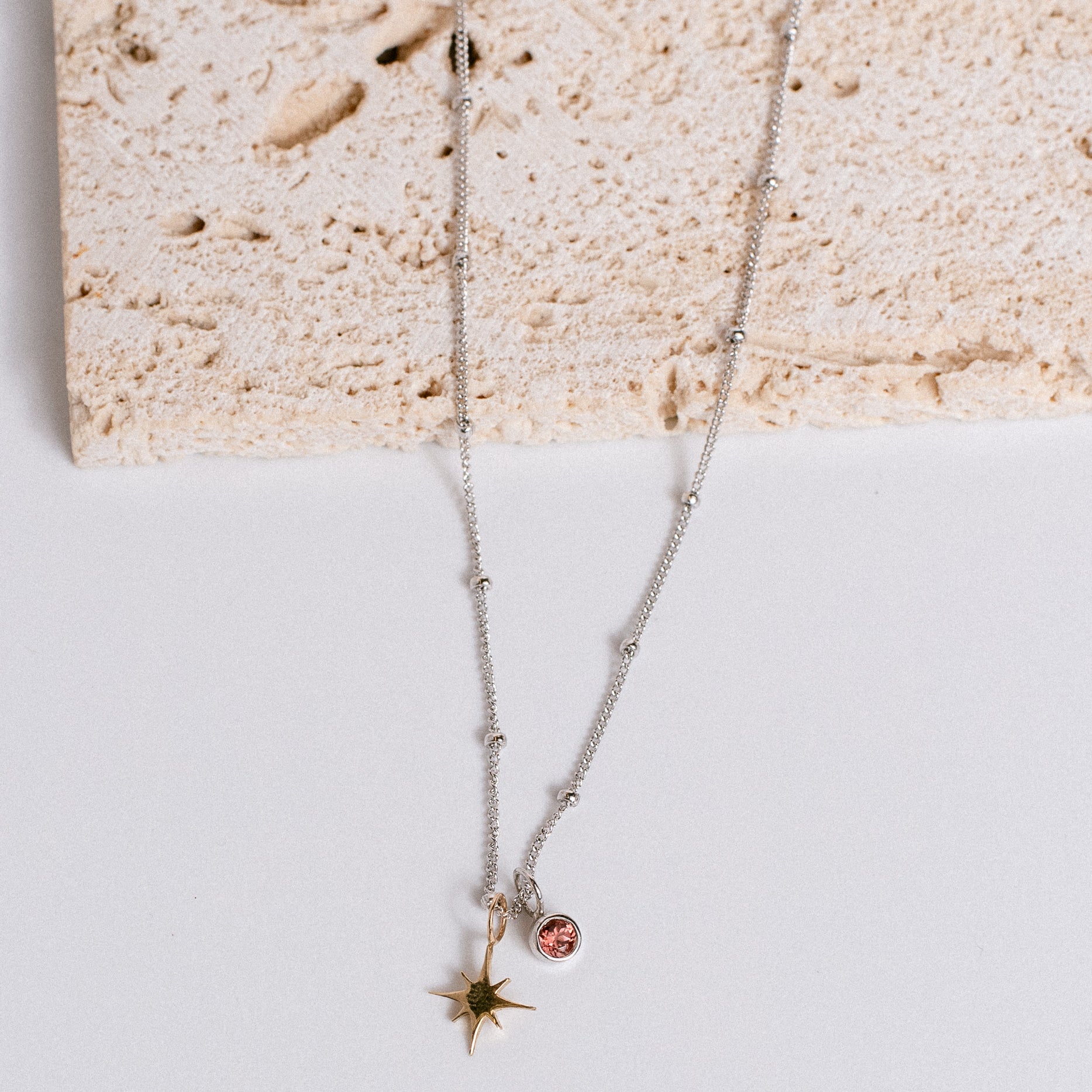 Sadie Jo Jewelry Co. Pink Tourmaline + Star Charm Necklace