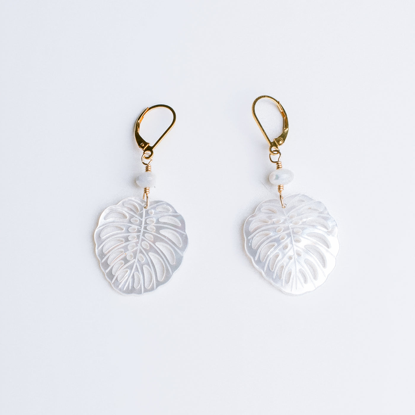 Lisa Marie Jewelry Mother of Pearl Leaf Earrings