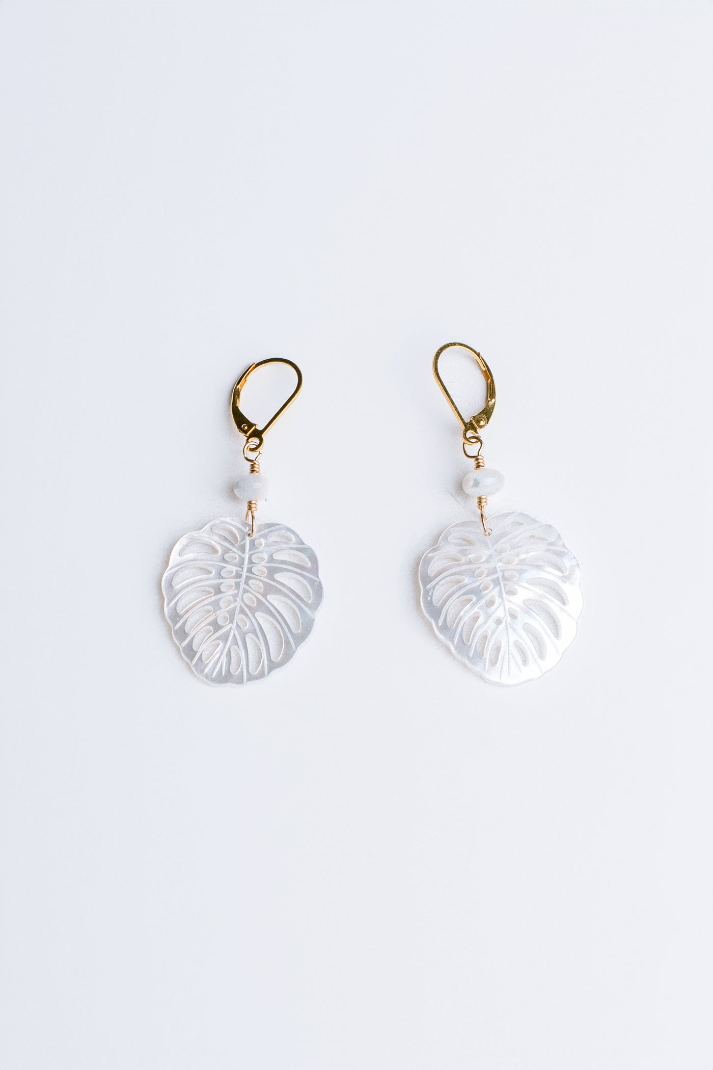 Lisa Marie Jewelry Mother of Pearl Leaf Earrings
