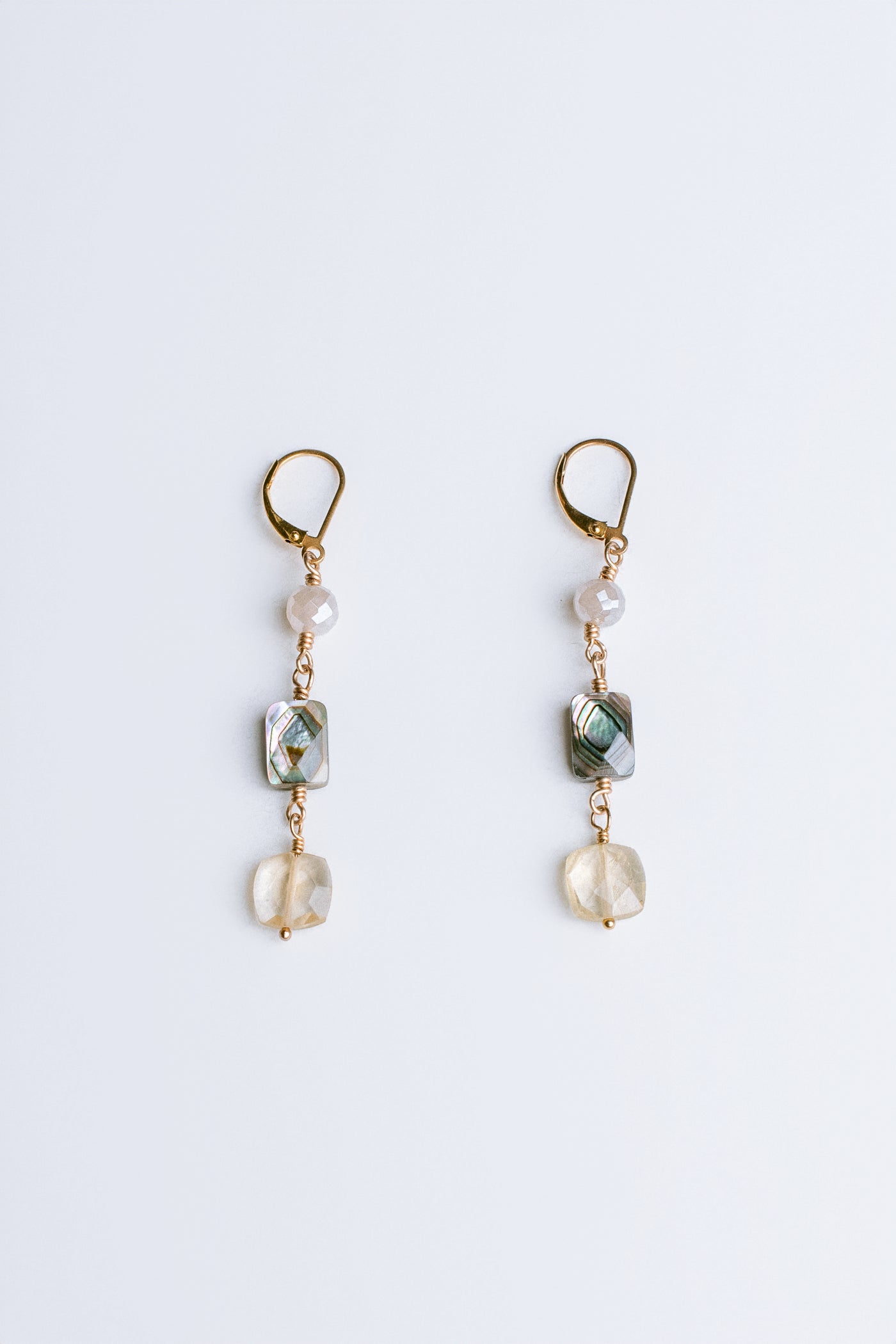 Lisa Marie Jewelry Mystic Moonstone, Abalone & Citrine Earrings