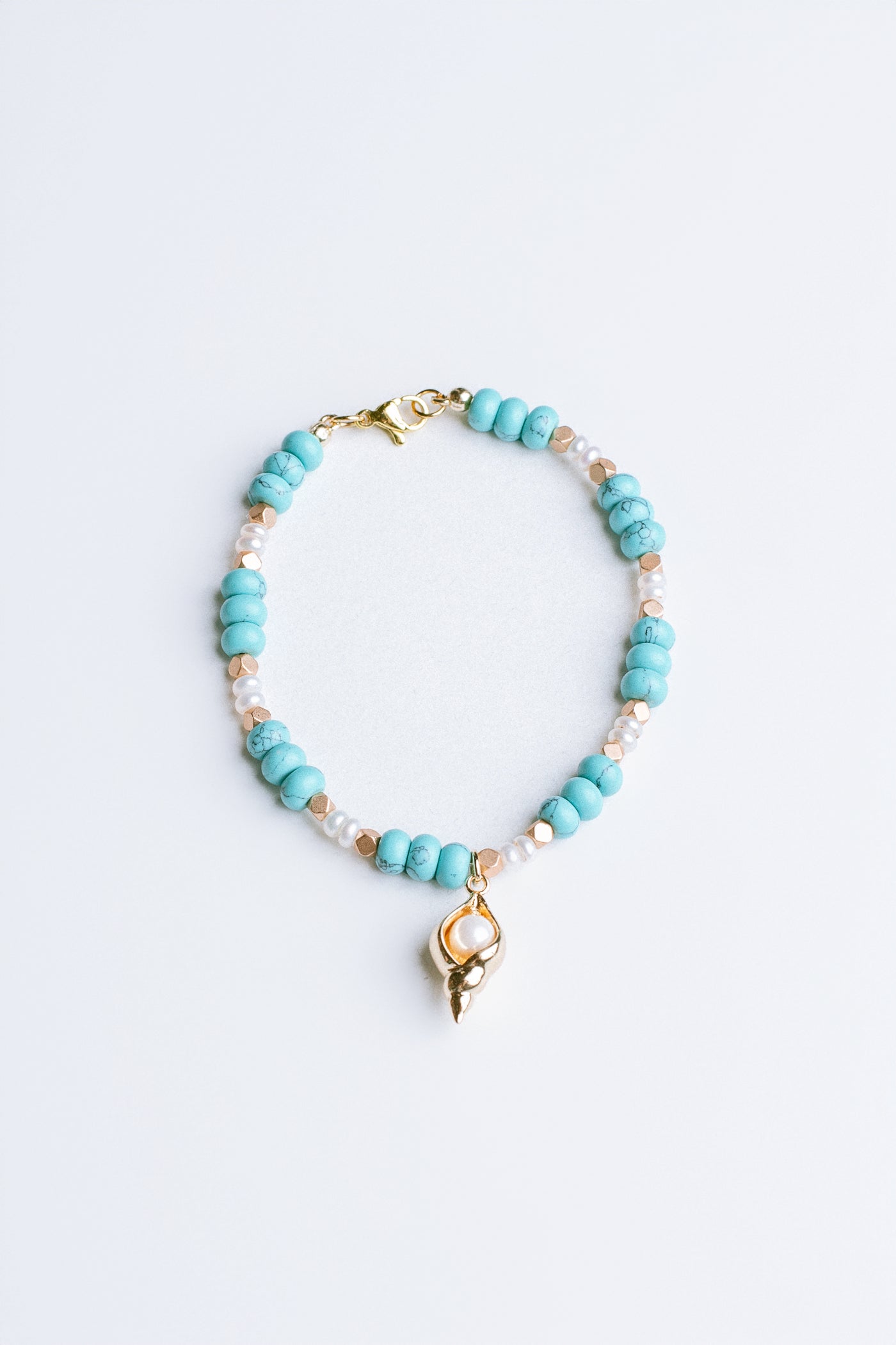 Sherwood Bridge Diamonds Turquoise & Pearl Conch Charm Bracelet