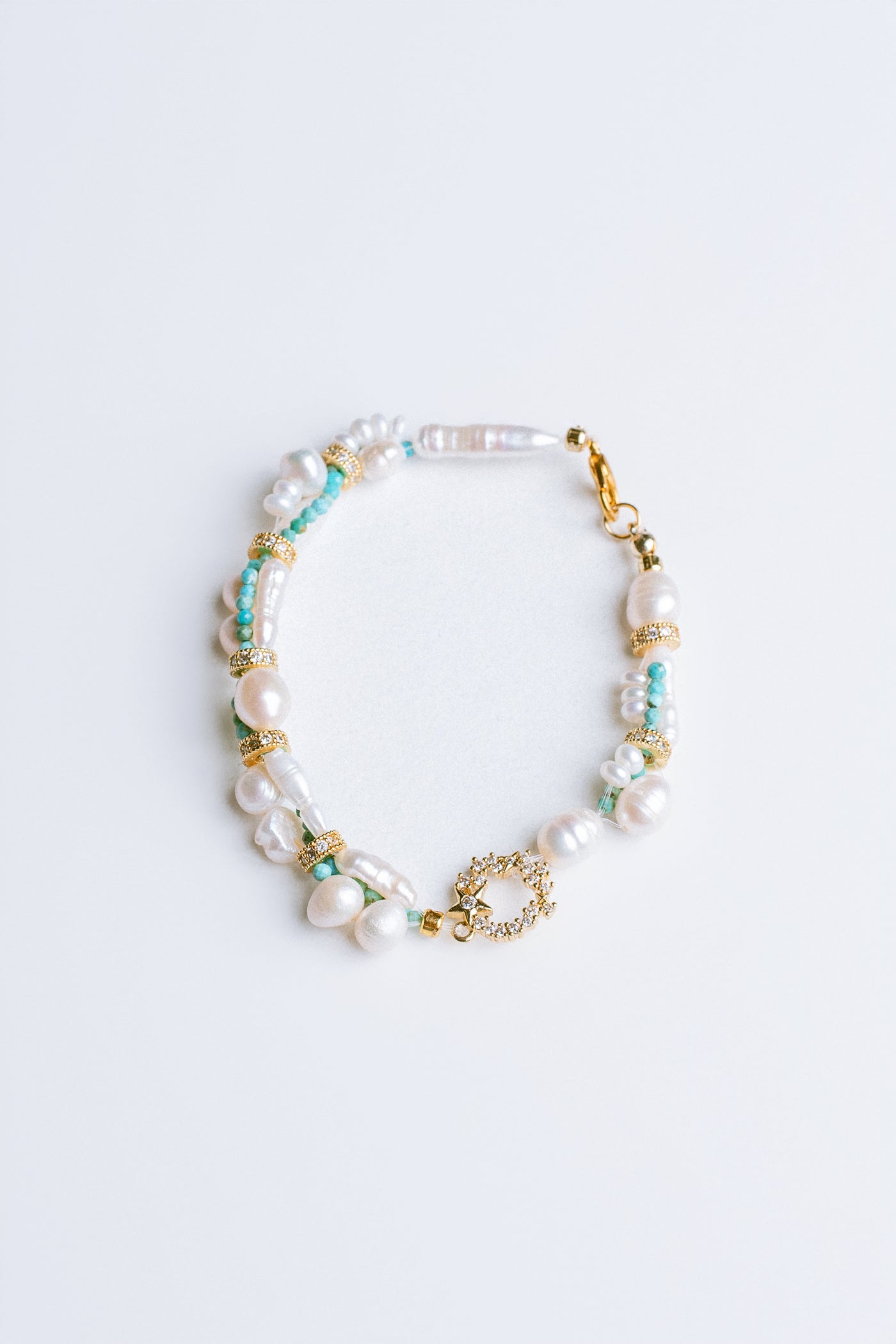 Sherwood Bridge Diamonds Turquoise & Pearl Cluster Bracelet