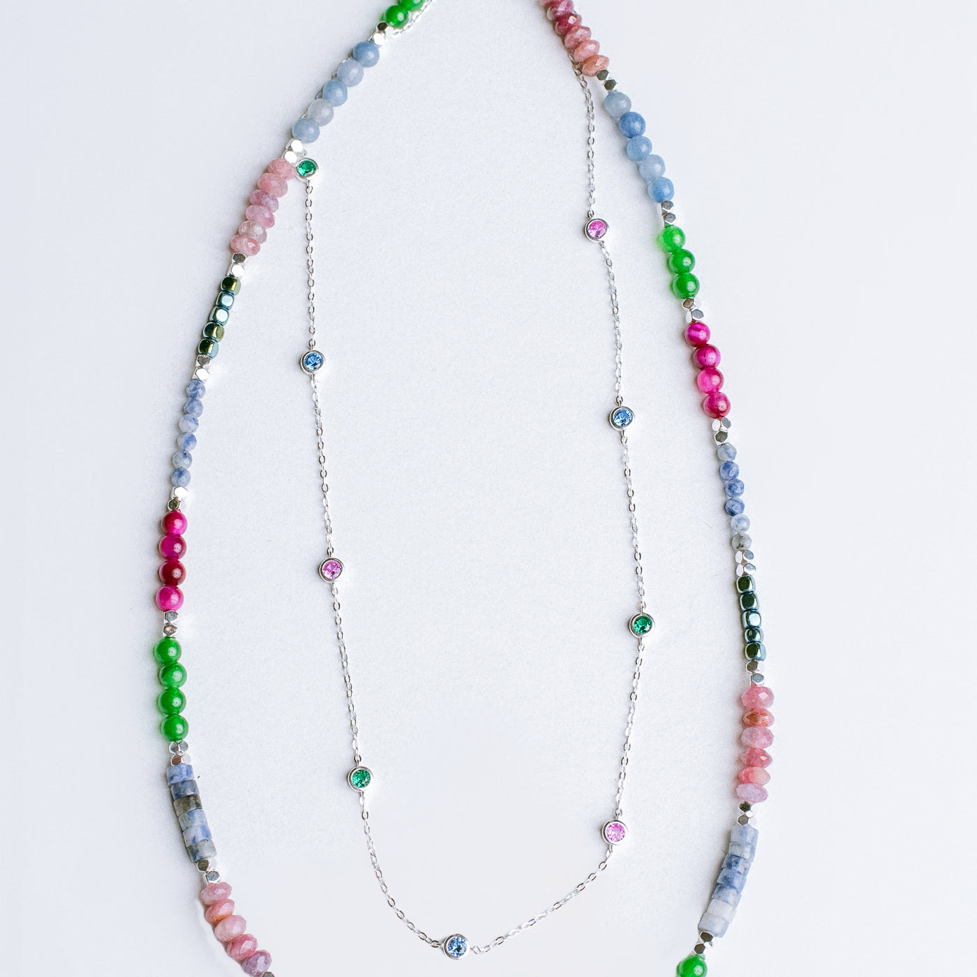 Sherwood Bridge Diamonds Multicolor Double Row Necklace