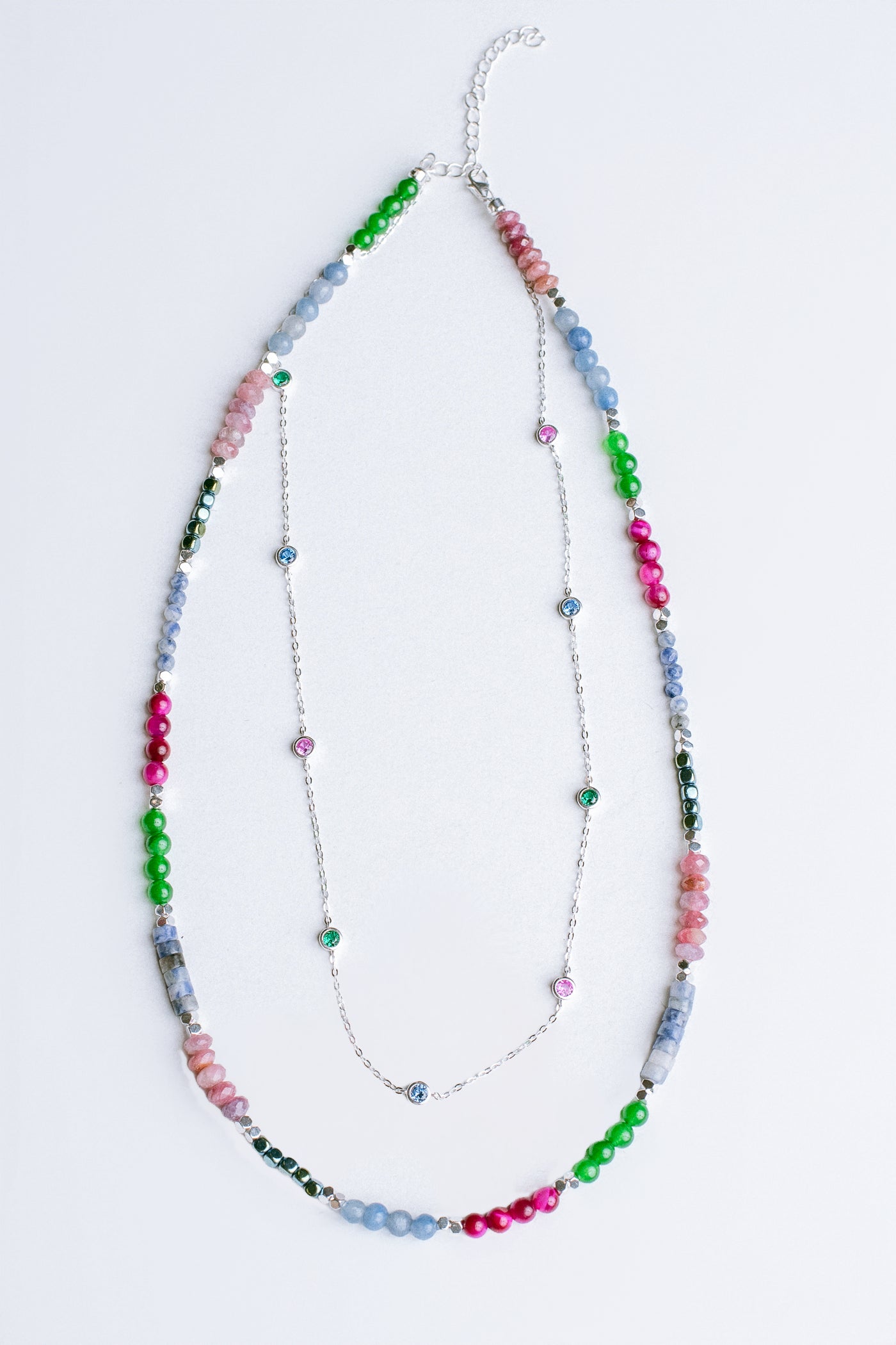 Sherwood Bridge Diamonds Multicolor Double Row Necklace