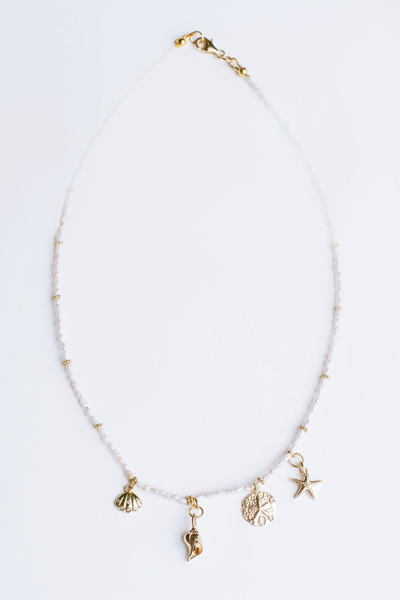 Sherwood Bridge Diamonds Seed Pearl Ocean Charm Necklace
