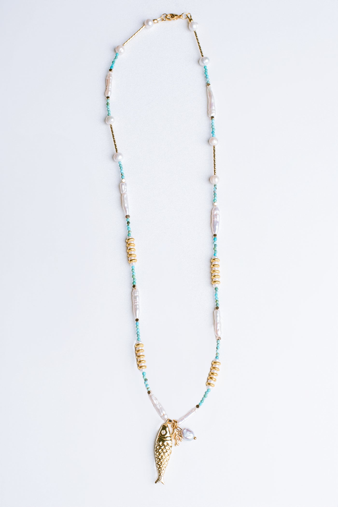 Sherwood Bridge Diamonds Pearl & Turquoise Fish Necklace
