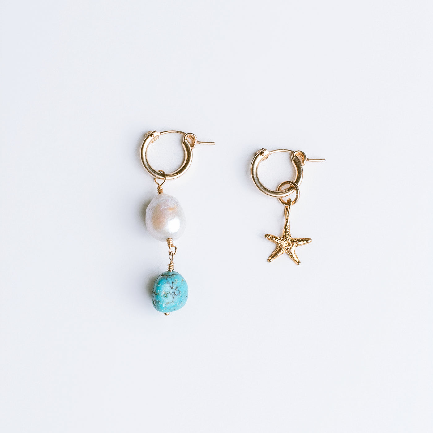 Lisa Marie Jewelry Baroque Pearl, Turquoise & Starfish Earrings