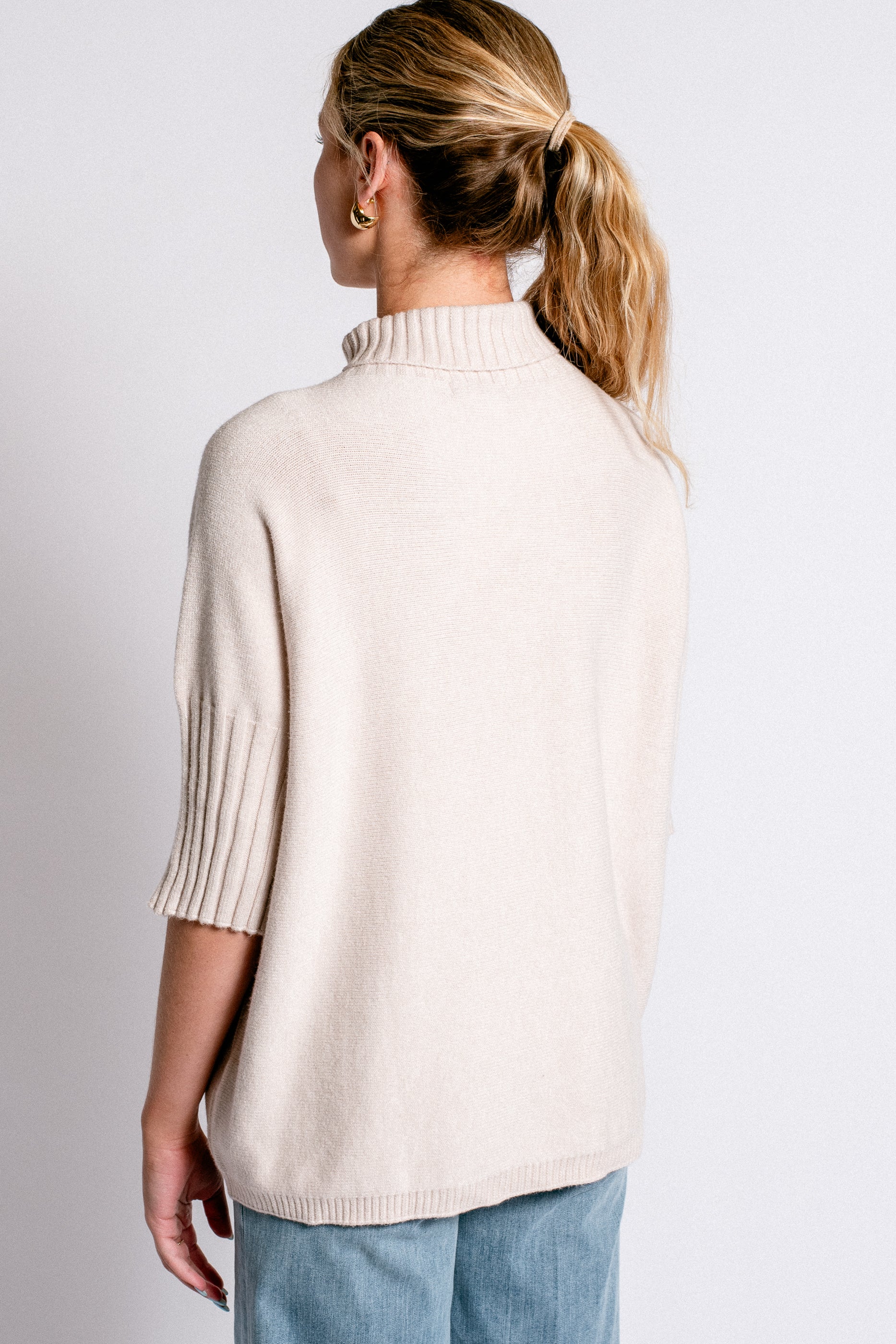 Milio Milano Rib Contrast Turtleneck Top