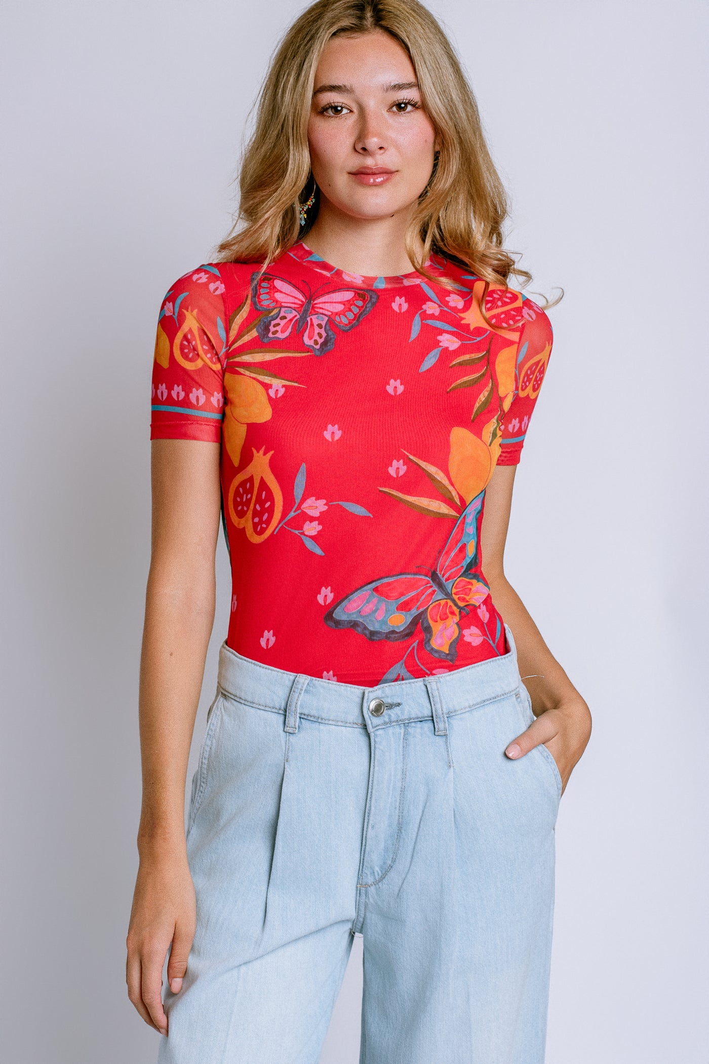 Johnny Was Ekaterina Eleanor Mesh Tee