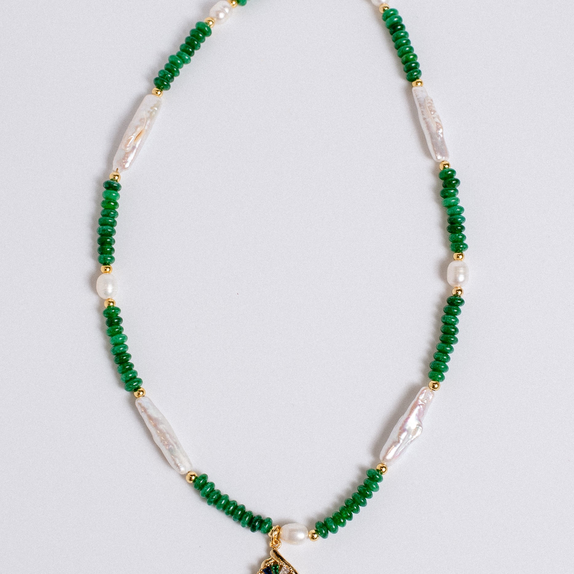 Sherwood Bridge Diamonds Jade & Pearl Necklace