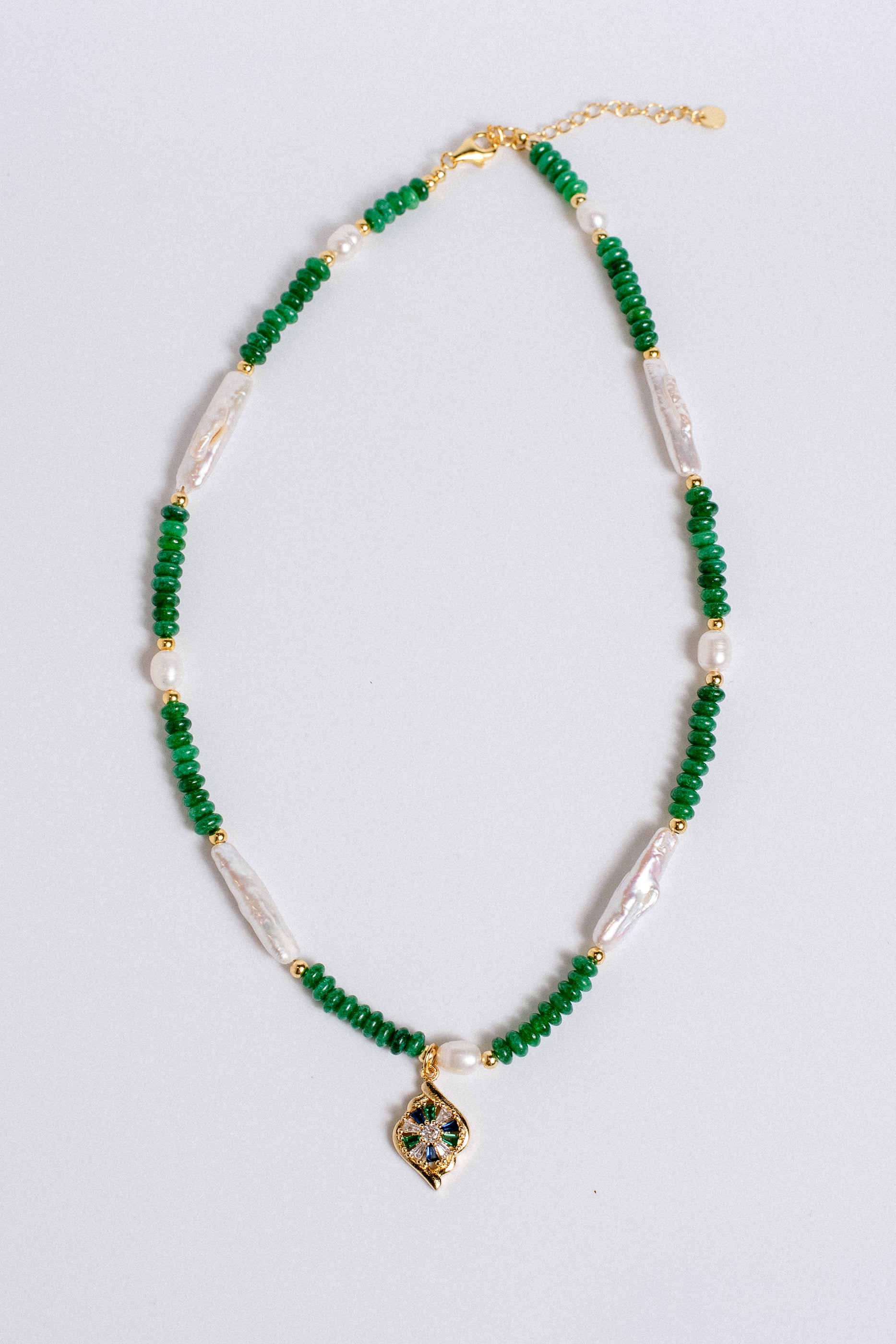 Sherwood Bridge Diamonds Jade & Pearl Necklace