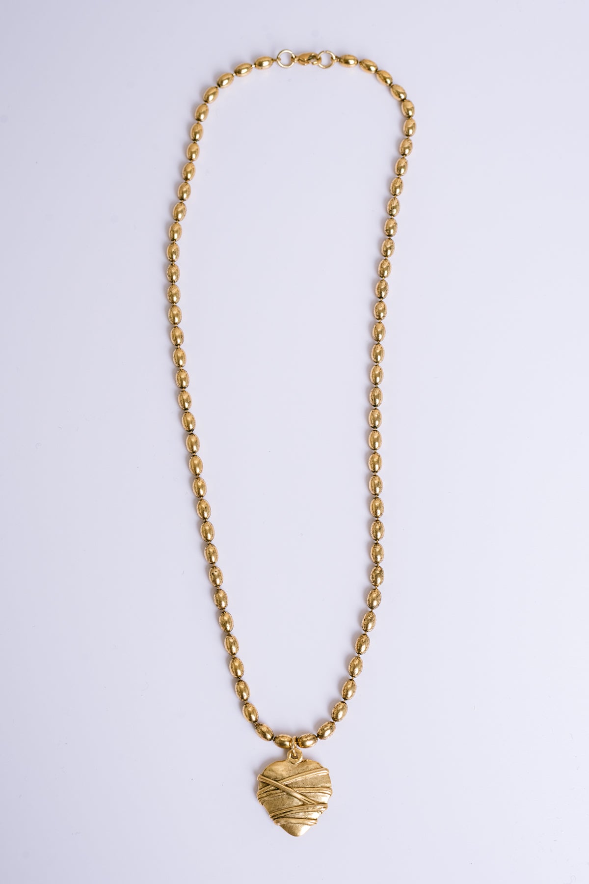 Heart Antique Gold Beaded Necklace