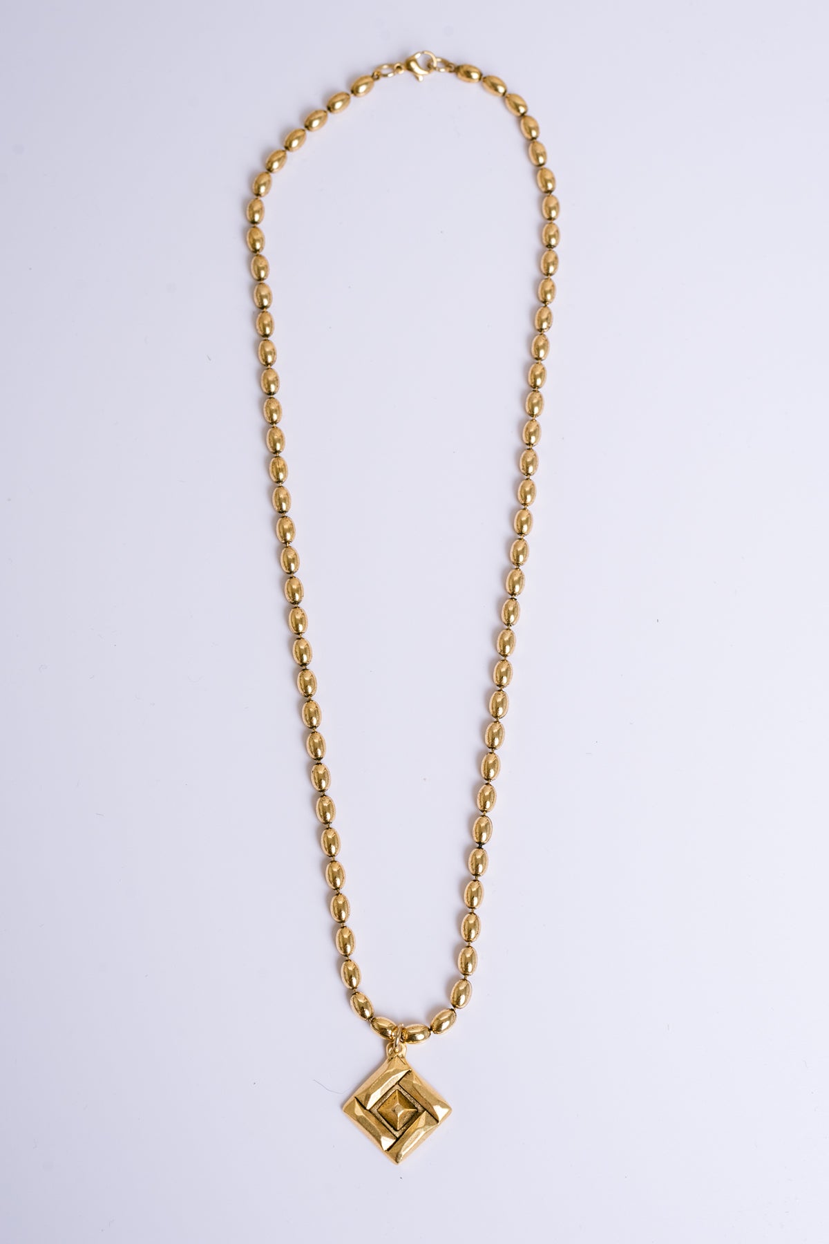 Geometric Antique Gold Beaded Necklace