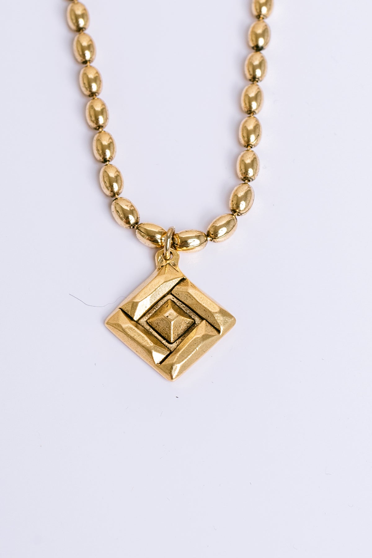Geometric Antique Gold Beaded Necklace