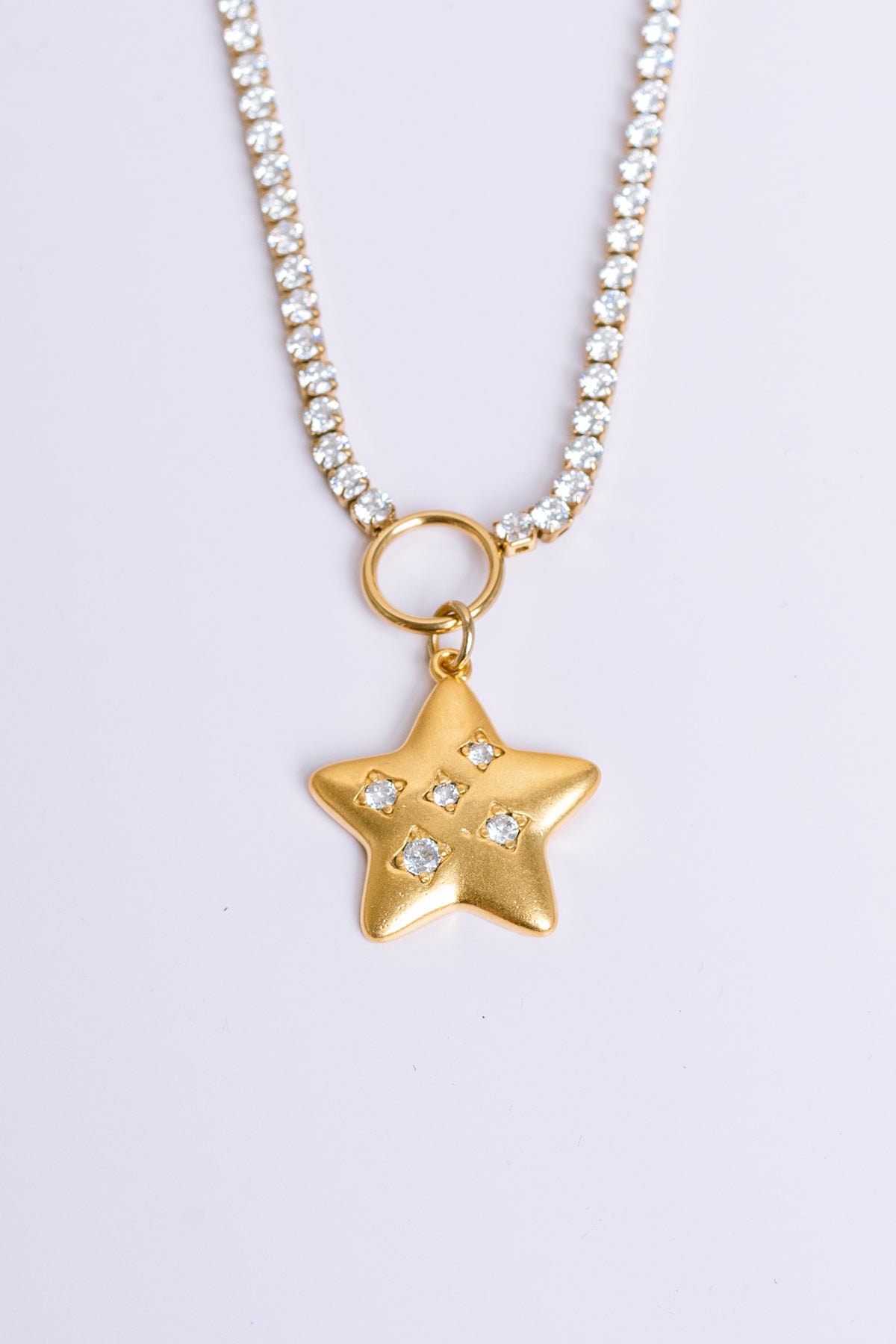 Gold Star Rhinestone Necklace