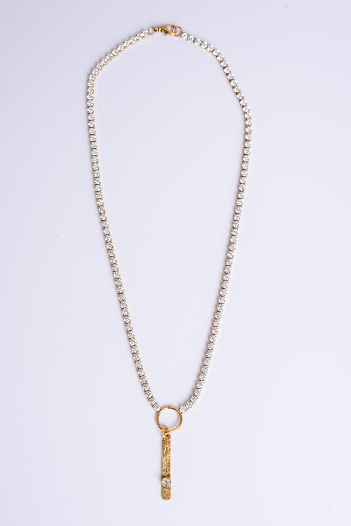 Gold Bar Rhinestone Necklace